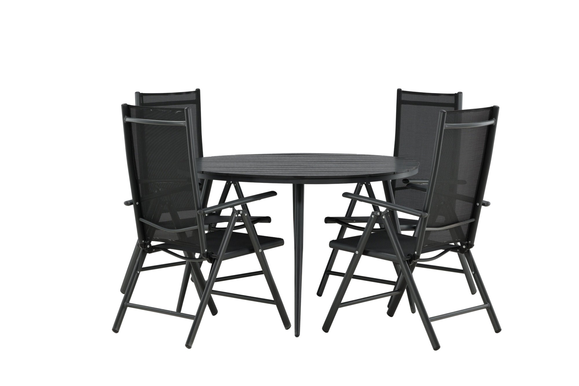 Venture Home Break - spisebord rund- Black / Black - Alu / Aintwood - 120ø _1+ Break 5:pos stol - Black/Black _4