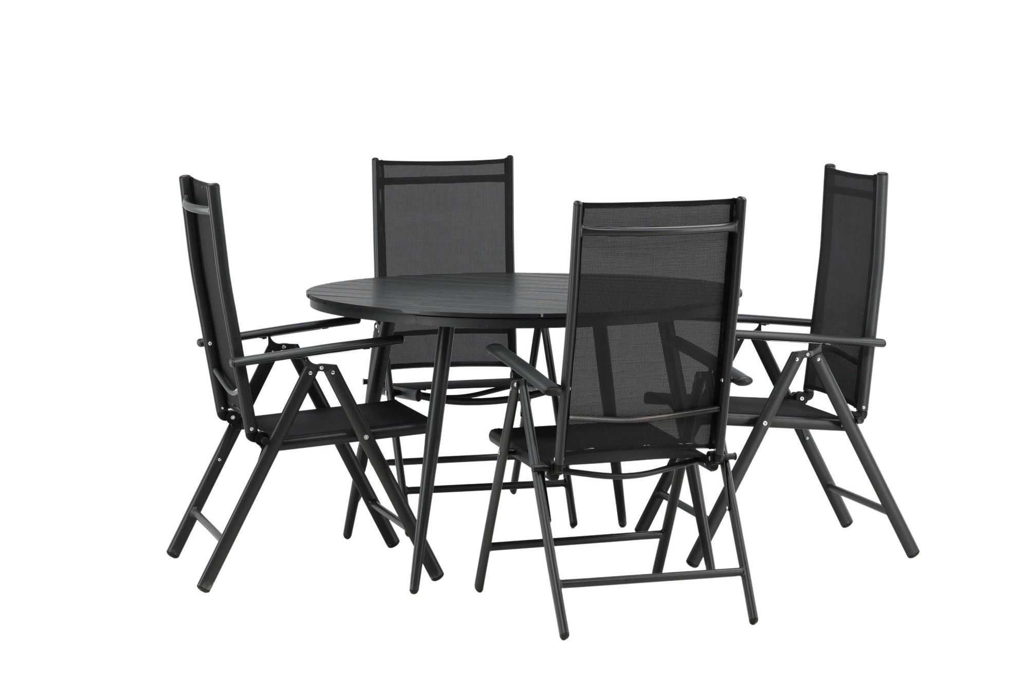 Venture Home Break - spisebord rund- Black / Black - Alu / Aintwood - 120ø _1+ Break 5:pos stol - Black/Black _4