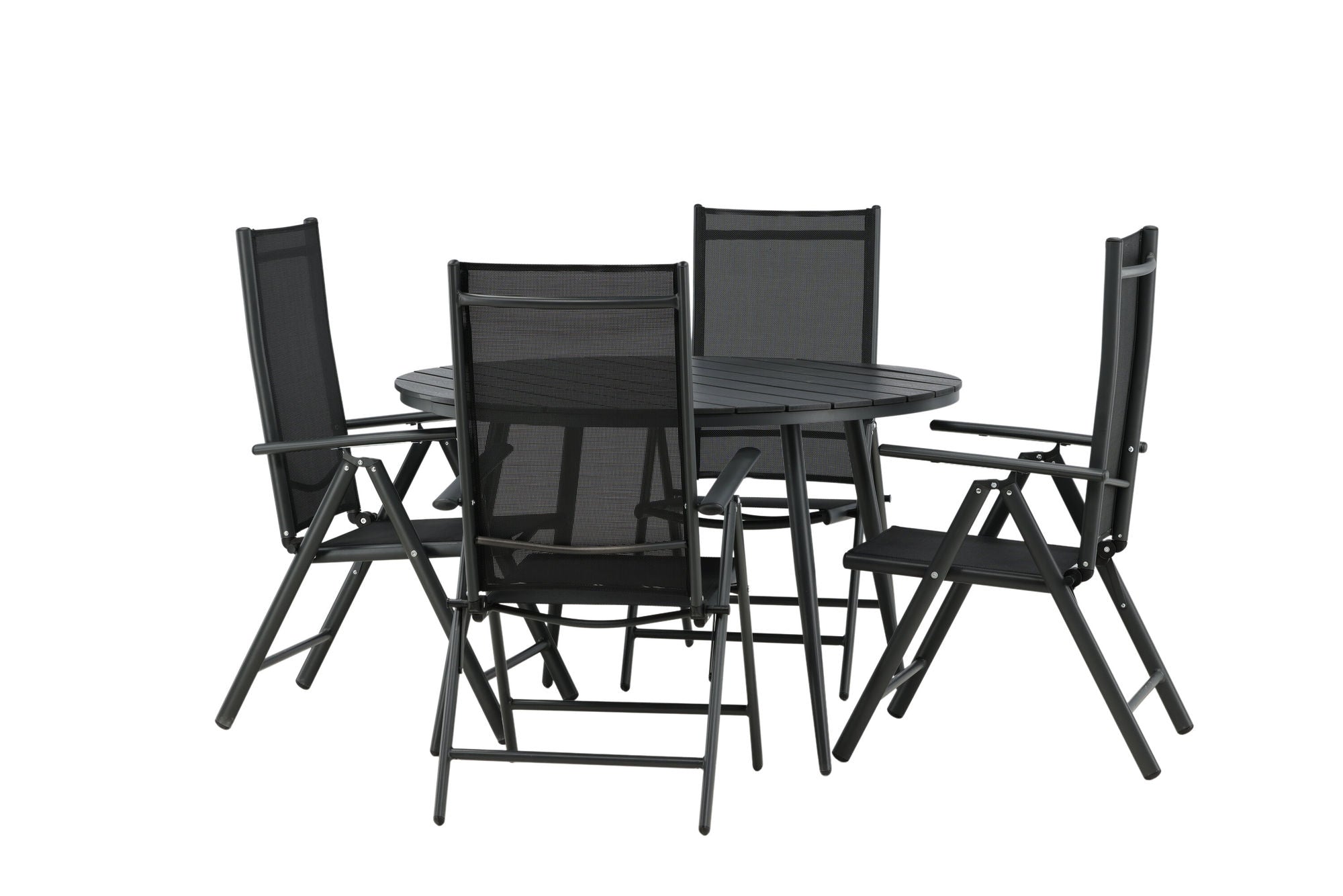 Venture Home Break - spisebord rund- Black / Black - Alu / Aintwood - 120ø _1+ Break 5:pos stol - Black/Black _4