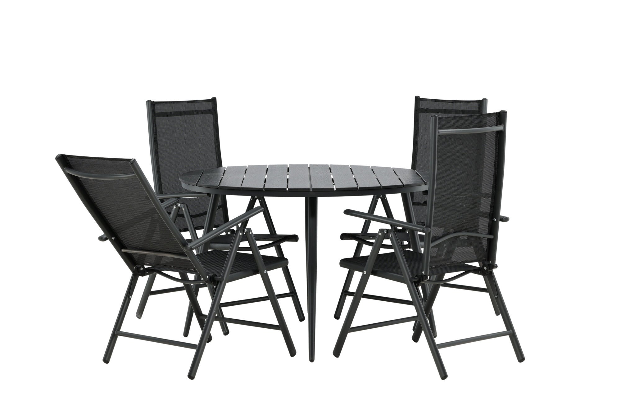 Venture Home Break - spisebord rund- Black / Black - Alu / Aintwood - 120ø _1+ Break 5:pos stol - Black/Black _4
