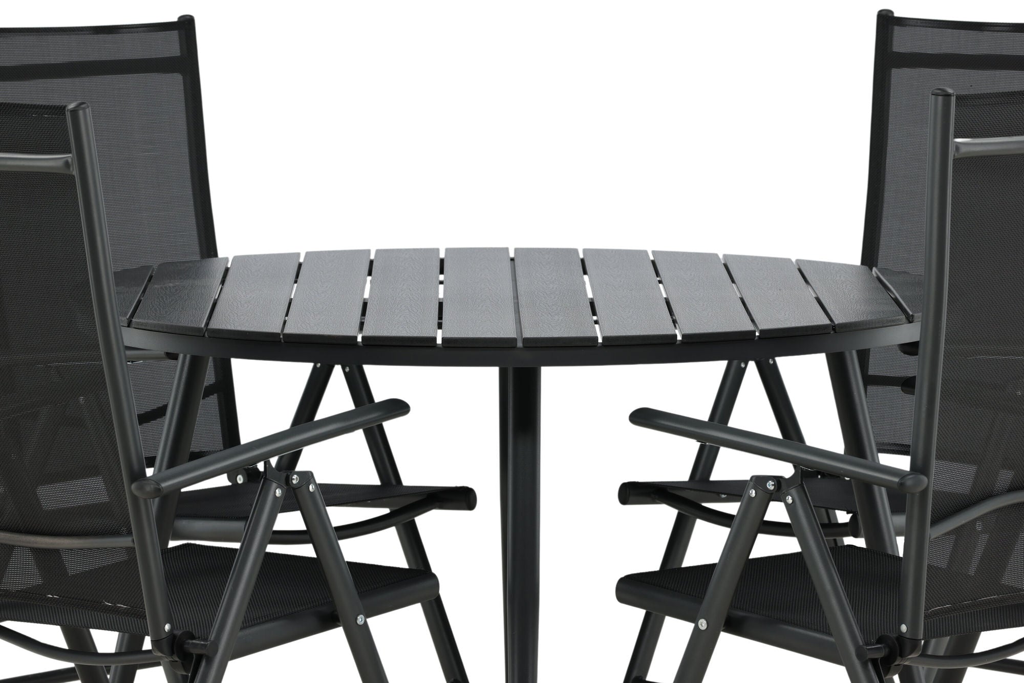 Venture Home Break - spisebord rund- Black / Black - Alu / Aintwood - 120ø _1+ Break 5:pos stol - Black/Black _4