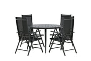 Venture Home Break - spisebord rund- Black / Black - Alu / Aintwood - 120ø _1+ Break 5:pos stol - Black/Black _4
