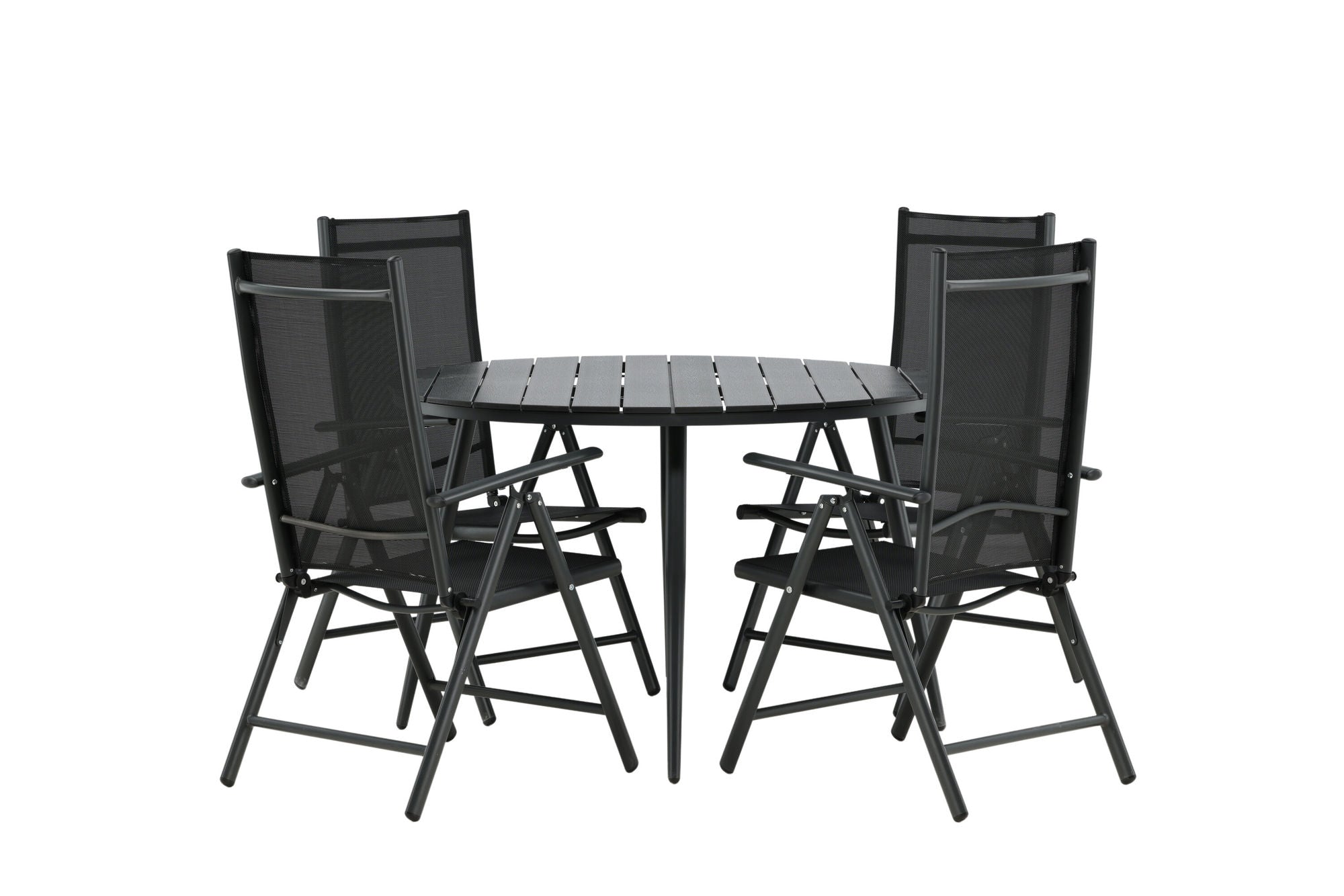Venture Home Break - spisebord rund- Black / Black - Alu / Aintwood - 120ø _1+ Break 5:pos stol - Black/Black _4