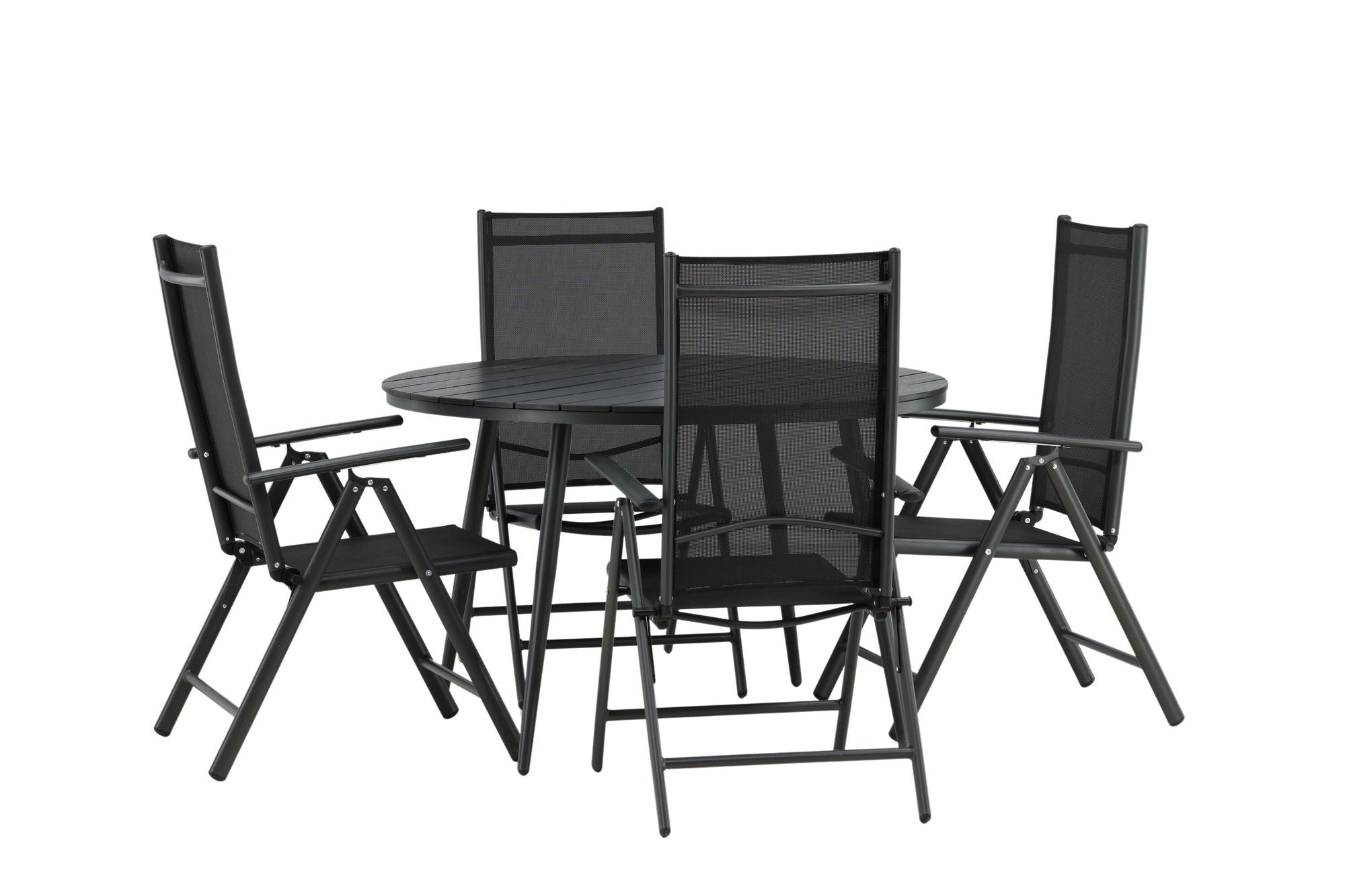 Venture Home Break - spisebord rund- Black / Black - Alu / Aintwood - 120ø _1+ Break 5:pos stol - Black/Black _4