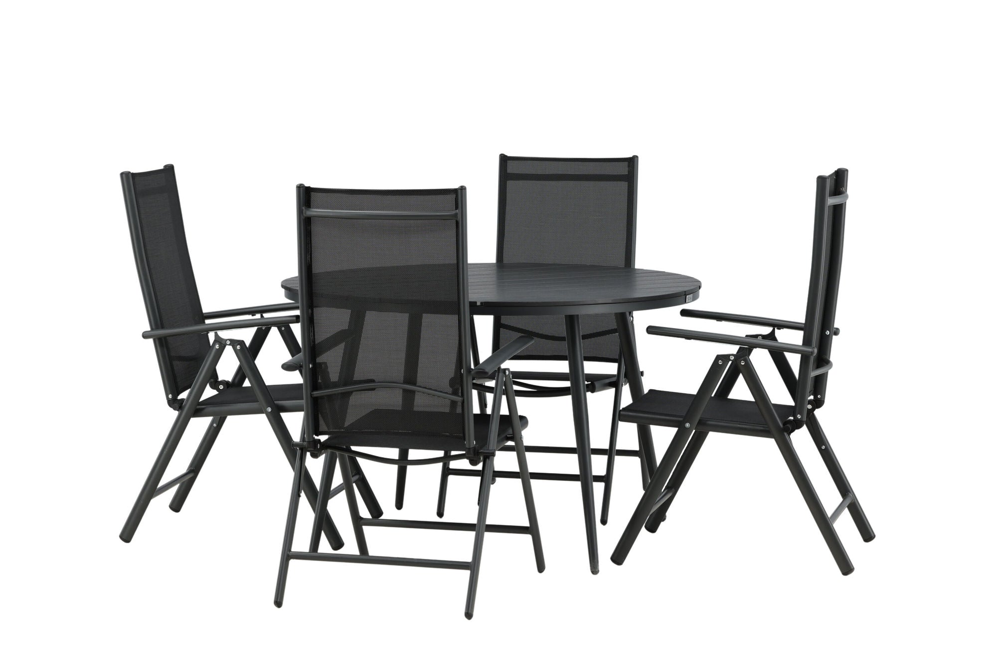 Venture Home Break - spisebord rund- Black / Black - Alu / Aintwood - 120ø _1+ Break 5:pos stol - Black/Black _4