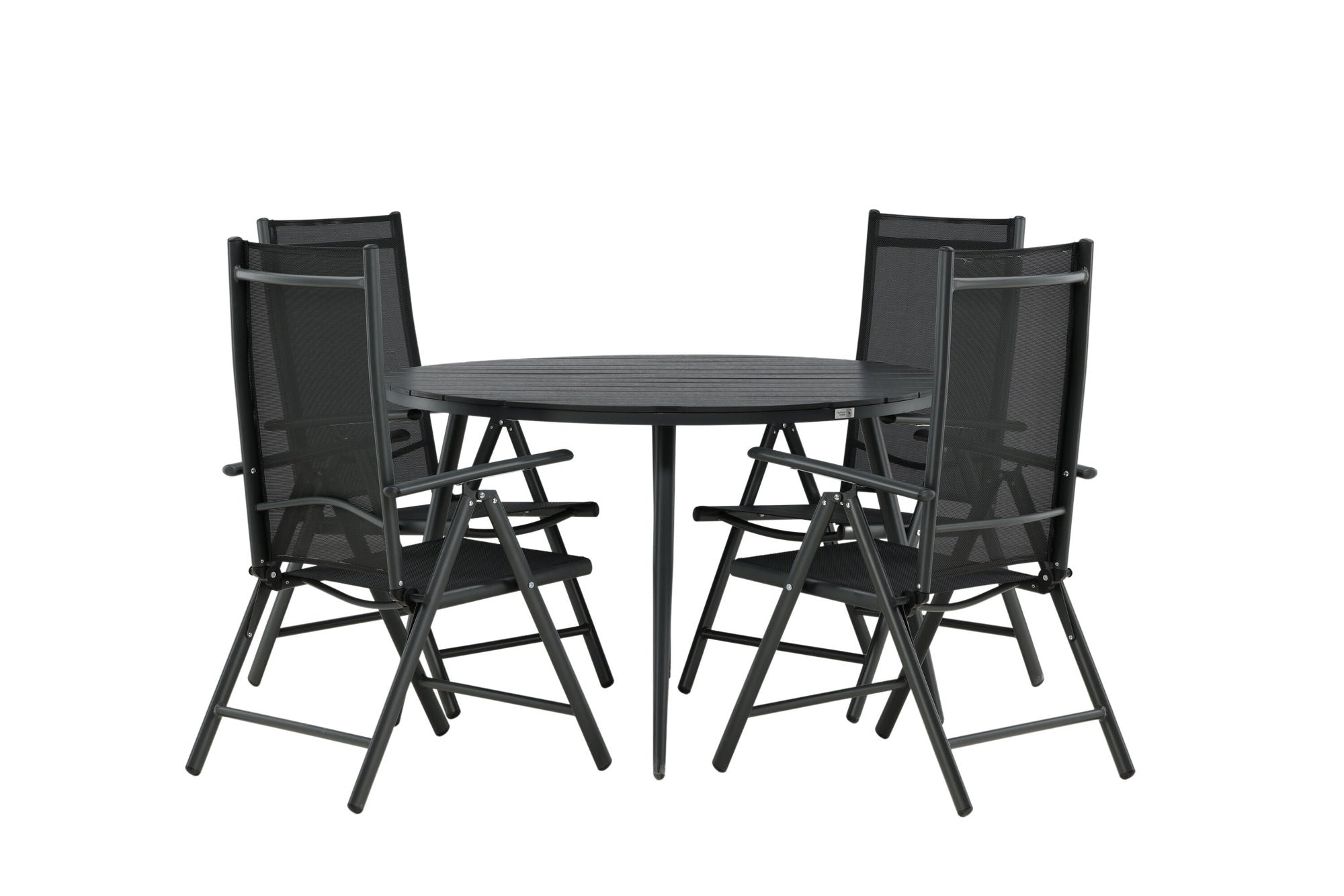 Venture Home Break - spisebord rund- Black / Black - Alu / Aintwood - 120ø _1+ Break 5:pos stol - Black/Black _4
