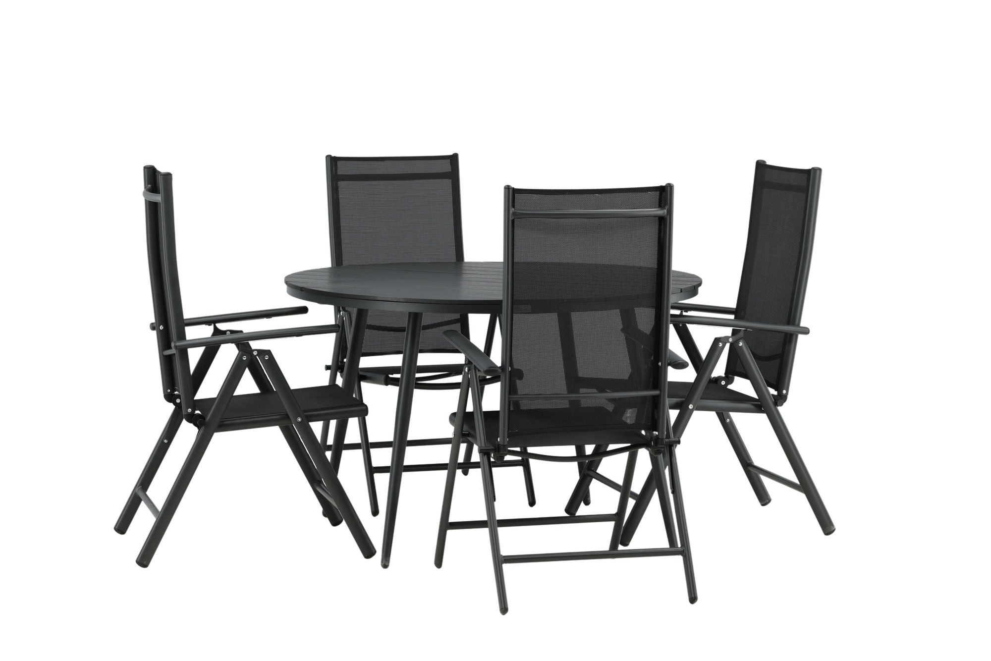 Venture Home Break - spisebord rund- Black / Black - Alu / Aintwood - 120ø _1+ Break 5:pos stol - Black/Black _4