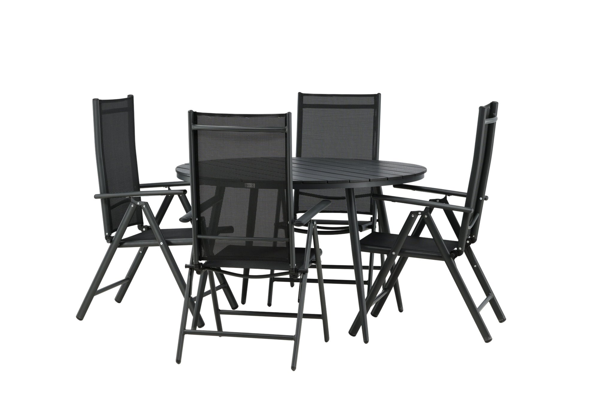 Venture Home Break - spisebord rund- Black / Black - Alu / Aintwood - 120ø _1+ Break 5:pos stol - Black/Black _4