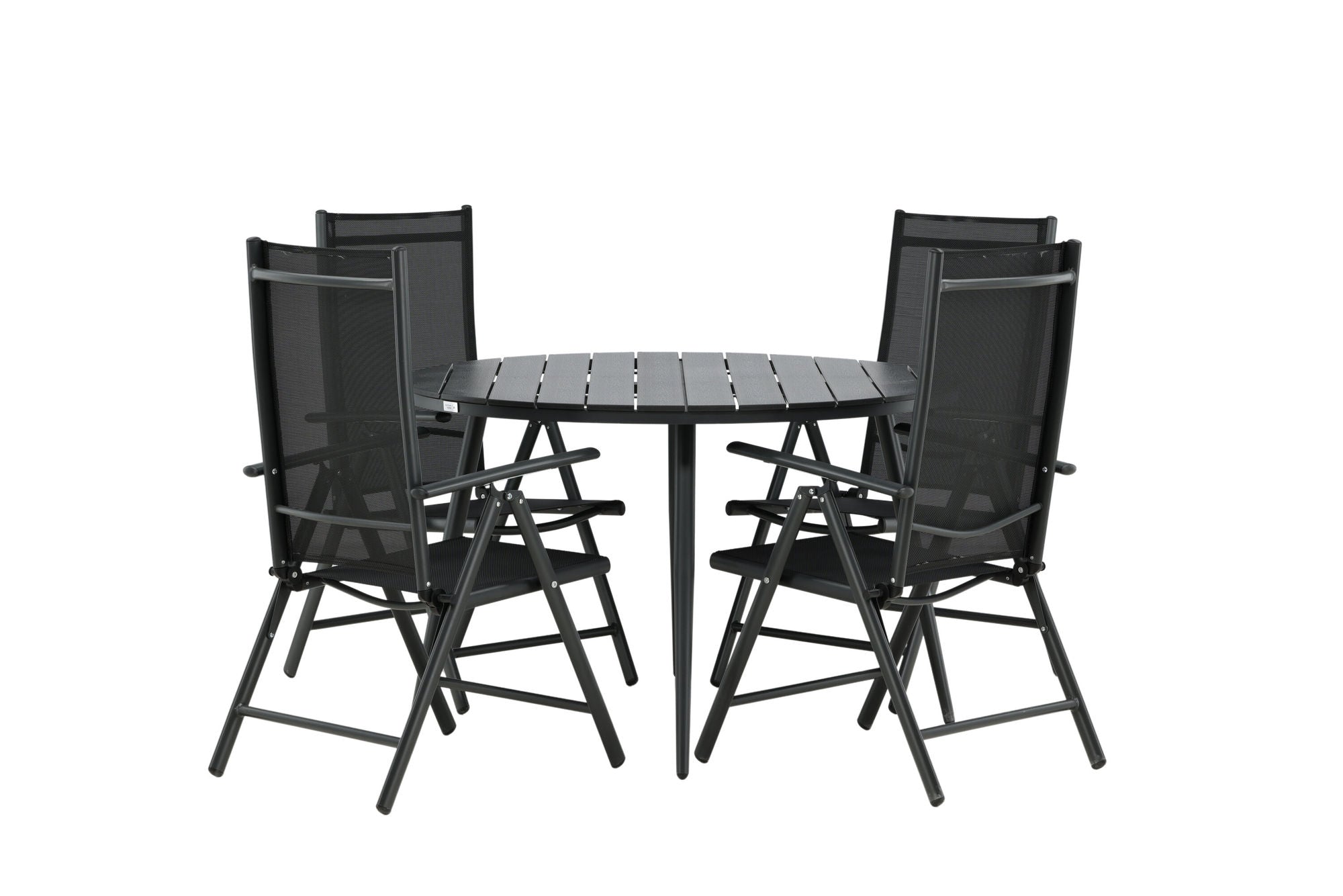 Venture Home Break - spisebord rund- Black / Black - Alu / Aintwood - 120ø _1+ Break 5:pos stol - Black/Black _4
