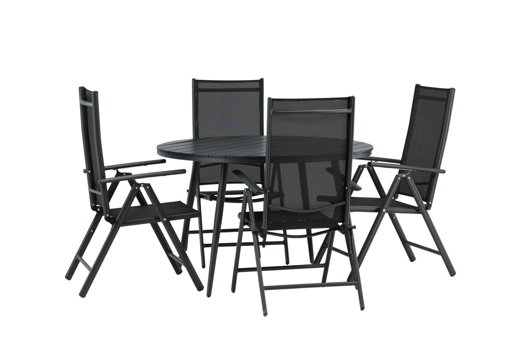 Venture Home Break - spisebord rund- Black / Black - Alu / Aintwood - 120ø _1+ Break 5:pos stol - Black/Black _4