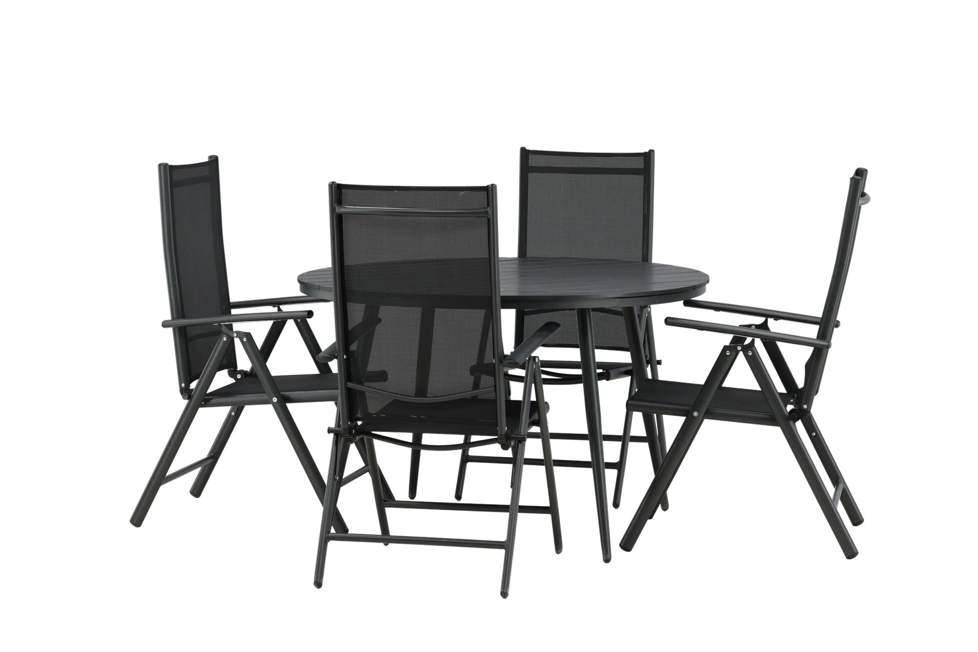 Venture Home Break - spisebord rund- Black / Black - Alu / Aintwood - 120ø _1+ Break 5:pos stol - Black/Black _4