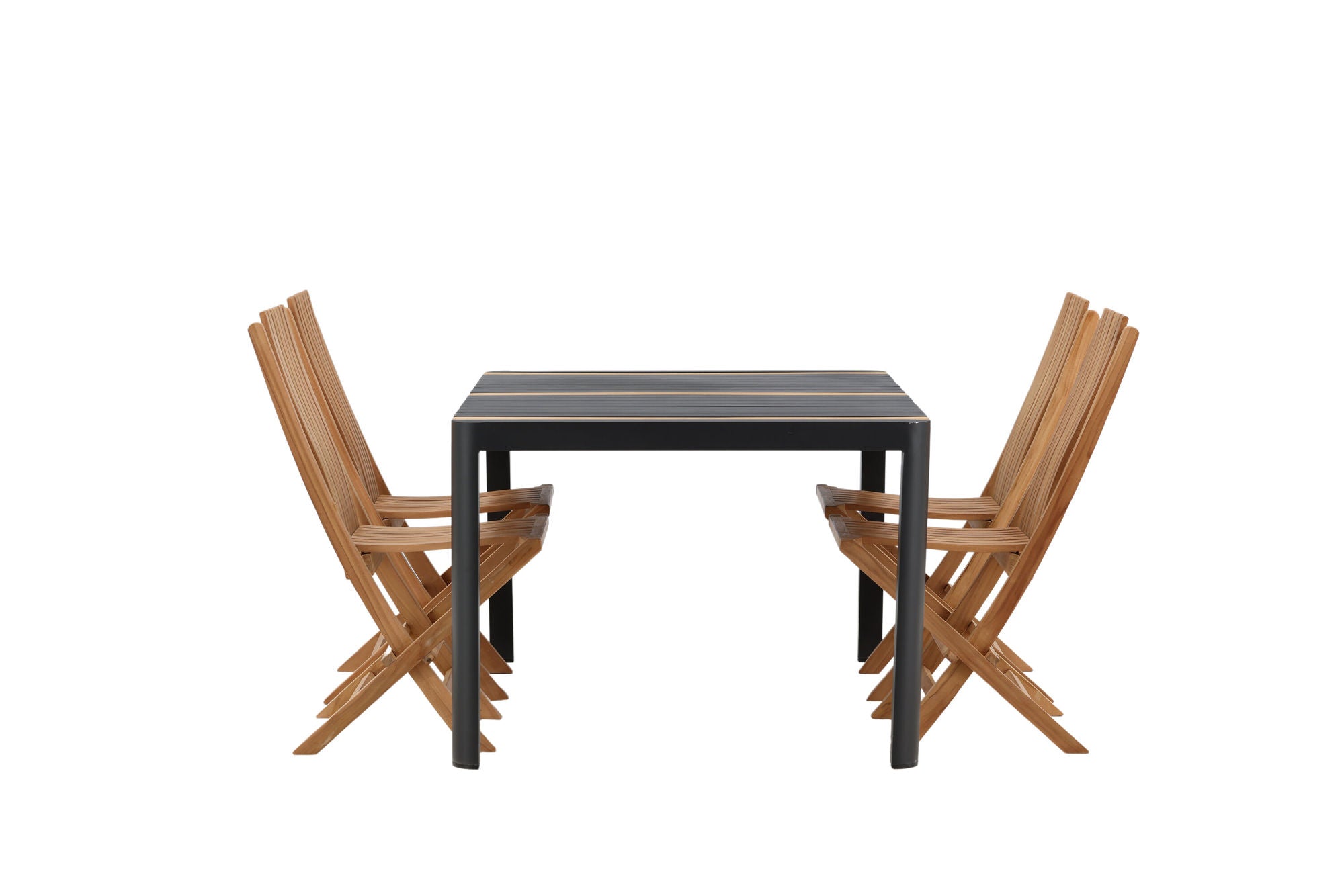 Venture Home Togo - spisebord- Black / Teak - Allu / Teak - 150*100 _1+ Ghana - Folding stol- Natural - Teak - _4
