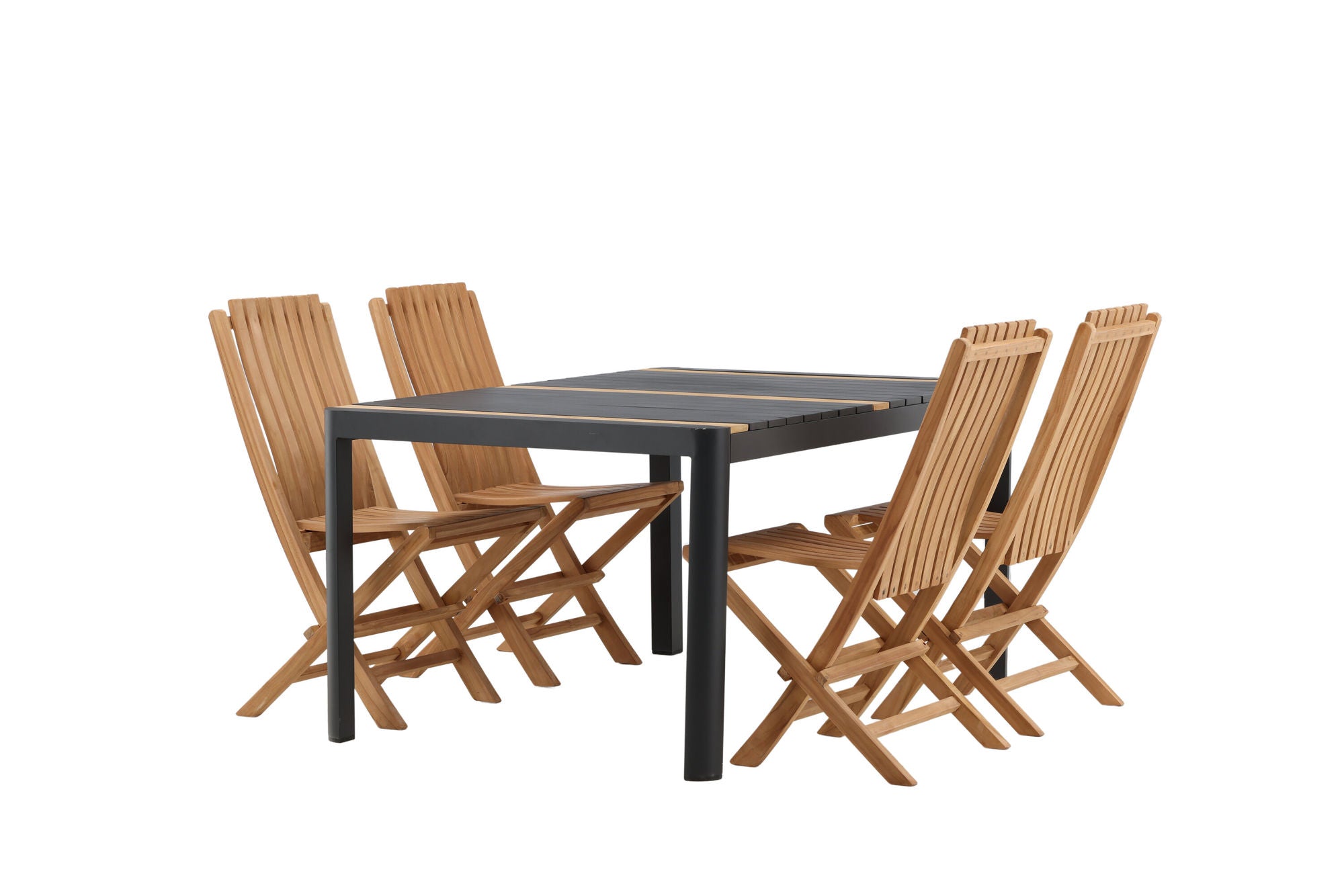 Venture Home Togo - spisebord- Black / Teak - Allu / Teak - 150*100 _1+ Ghana - Folding stol- Natural - Teak - _4