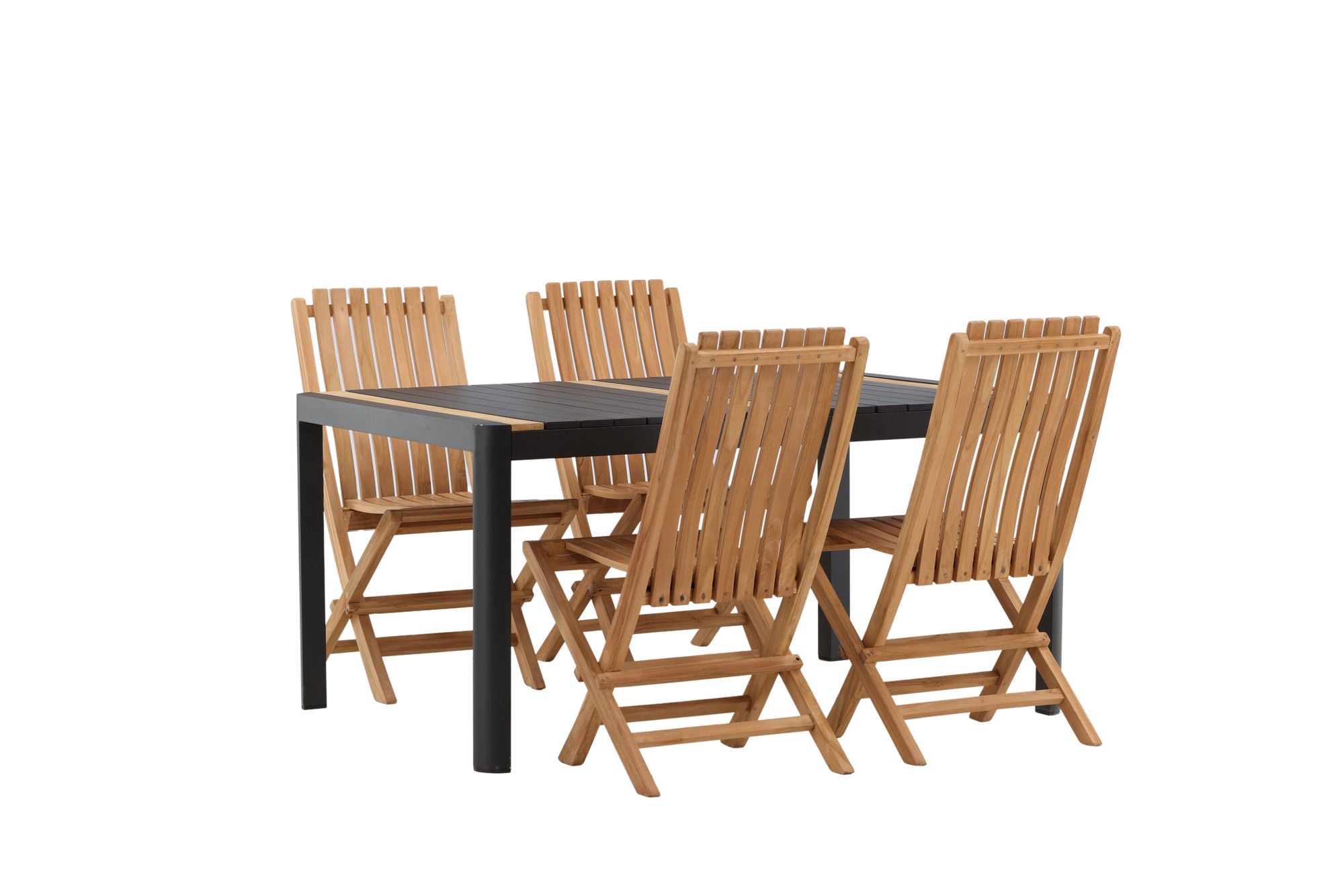 Venture Home Togo - spisebord- Black / Teak - Allu / Teak - 150*100 _1+ Ghana - Folding stol- Natural - Teak - _4