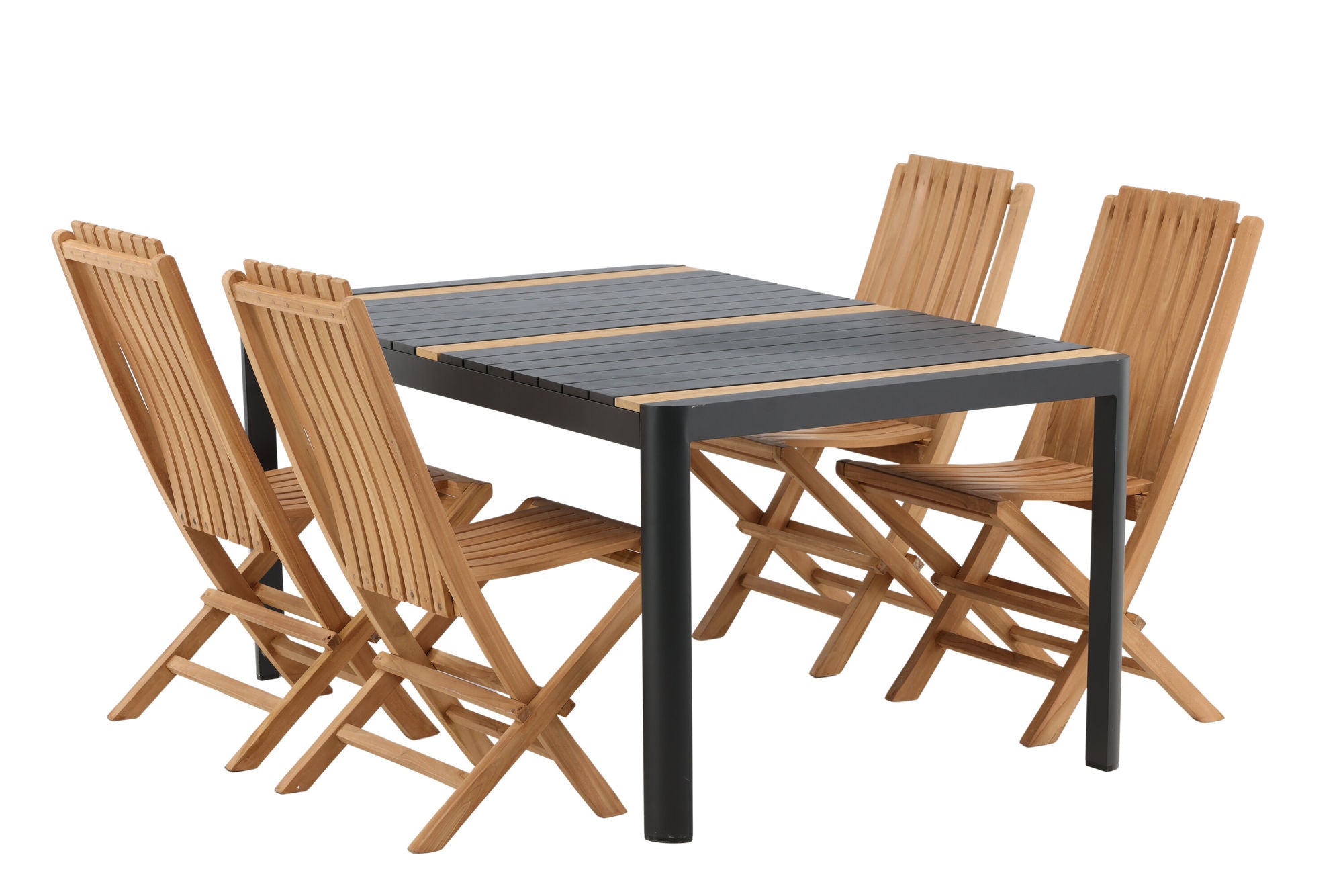 Venture Home Togo - spisebord- Black / Teak - Allu / Teak - 150*100 _1+ Ghana - Folding stol- Natural - Teak - _4