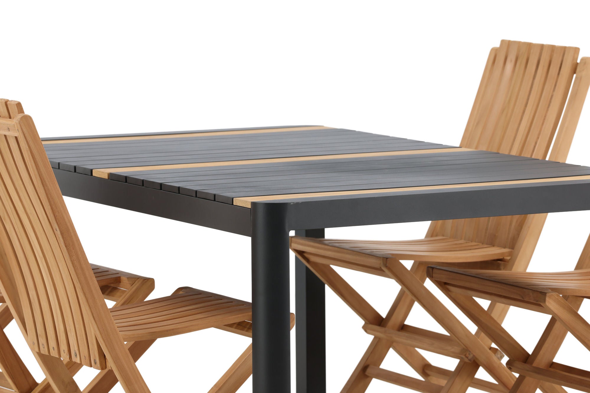 Venture Home Togo - spisebord- Black / Teak - Allu / Teak - 150*100 _1+ Ghana - Folding stol- Natural - Teak - _4