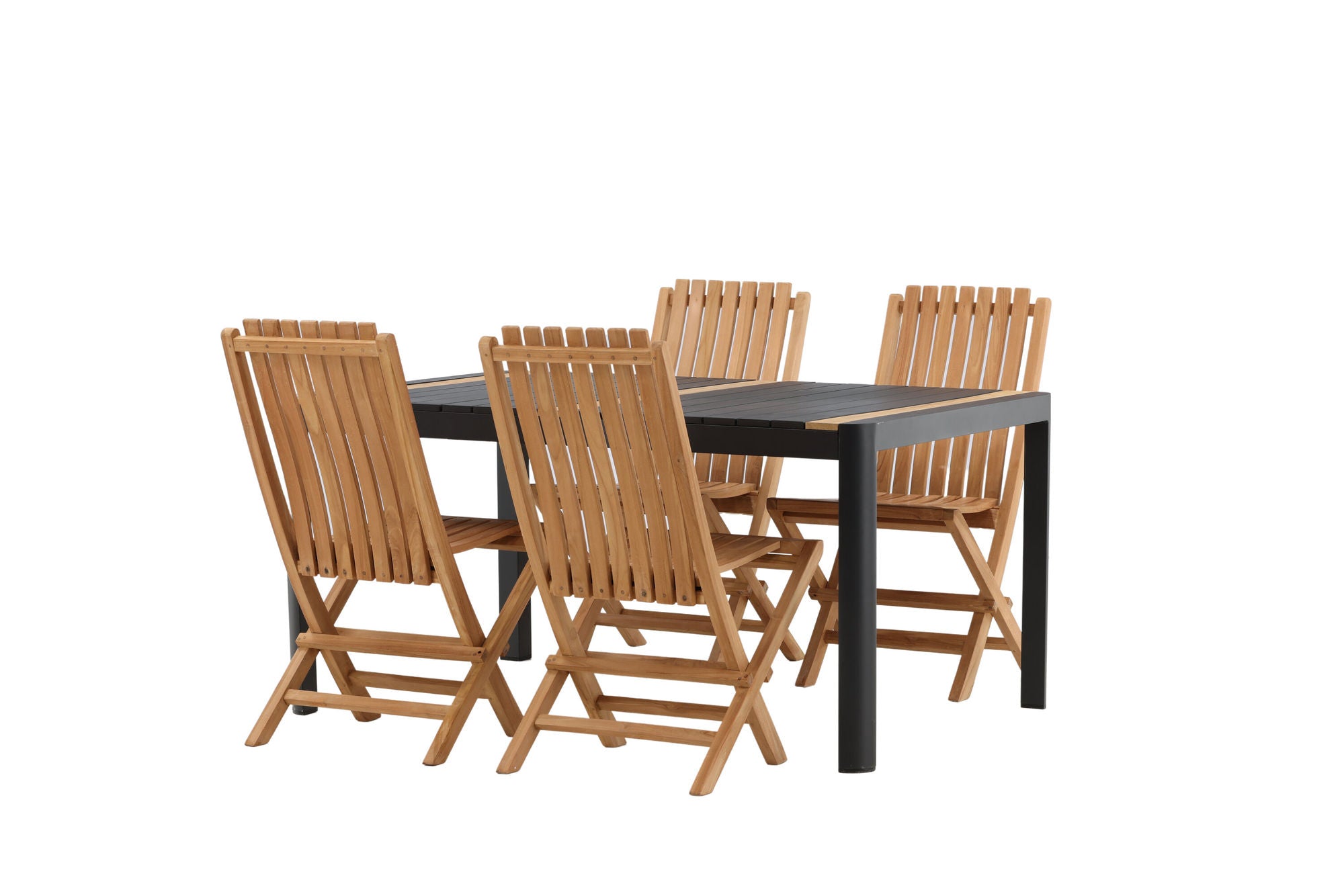 Venture Home Togo - spisebord- Black / Teak - Allu / Teak - 150*100 _1+ Ghana - Folding stol- Natural - Teak - _4