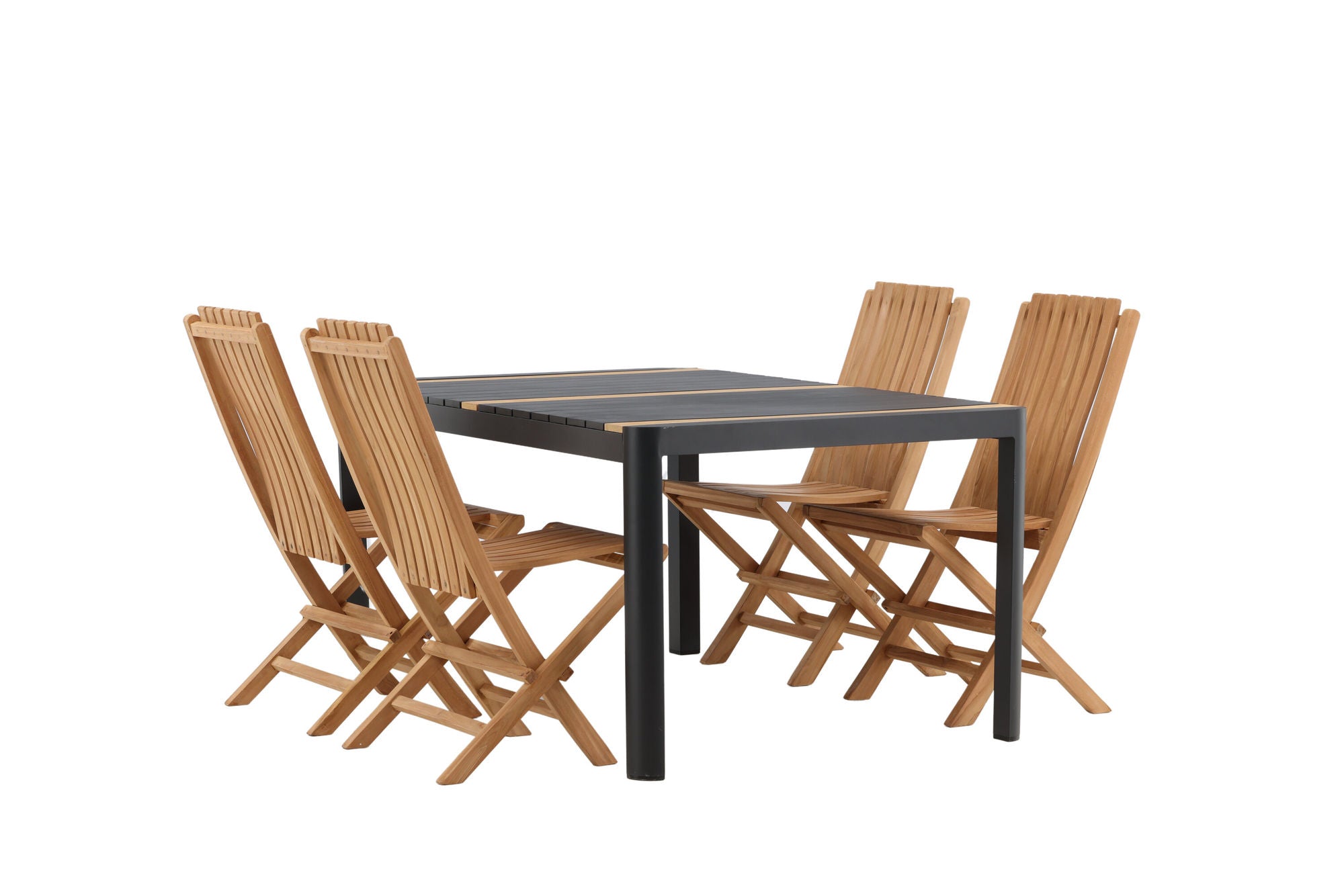Venture Home Togo - spisebord- Black / Teak - Allu / Teak - 150*100 _1+ Ghana - Folding stol- Natural - Teak - _4