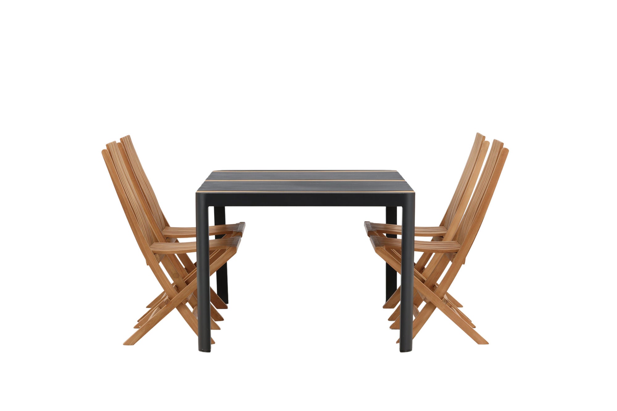 Venture Home Togo - spisebord- Black / Teak - Allu / Teak - 150*100 _1+ Ghana - Folding stol- Natural - Teak - _4