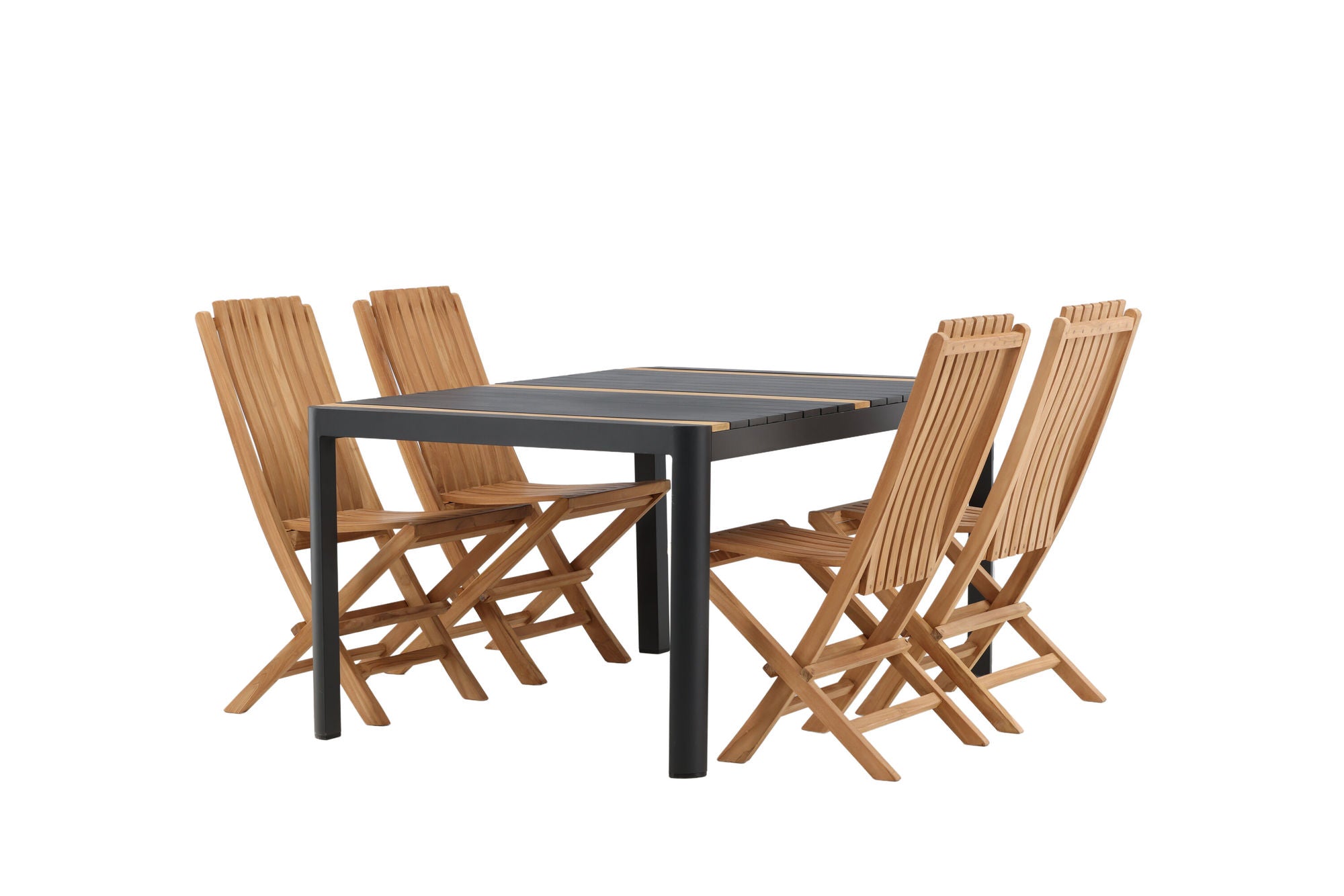 Venture Home Togo - spisebord- Black / Teak - Allu / Teak - 150*100 _1+ Ghana - Folding stol- Natural - Teak - _4