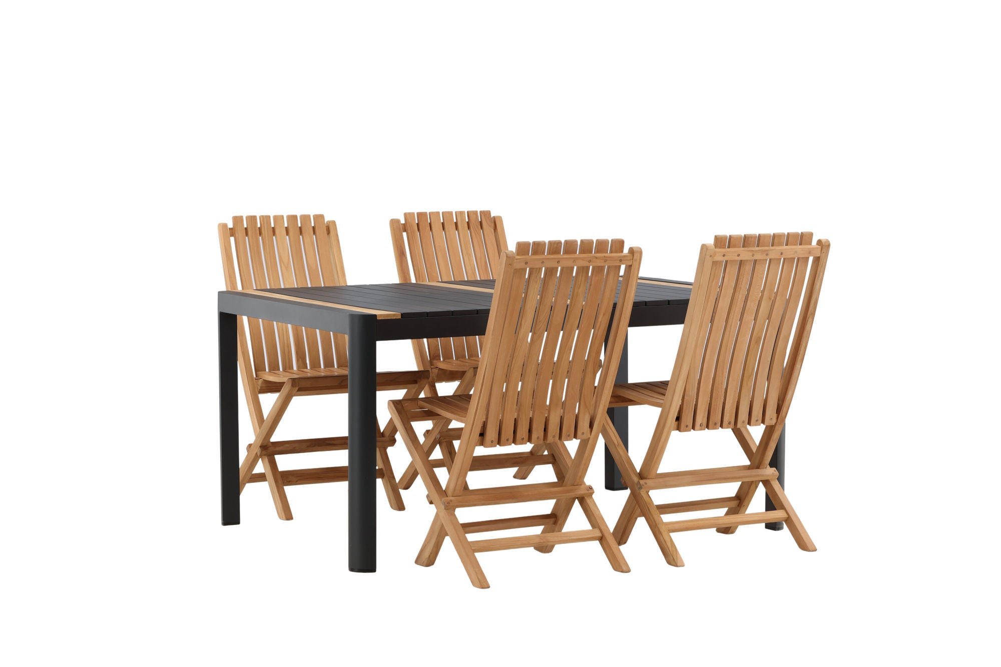 Venture Home Togo - spisebord- Black / Teak - Allu / Teak - 150*100 _1+ Ghana - Folding stol- Natural - Teak - _4