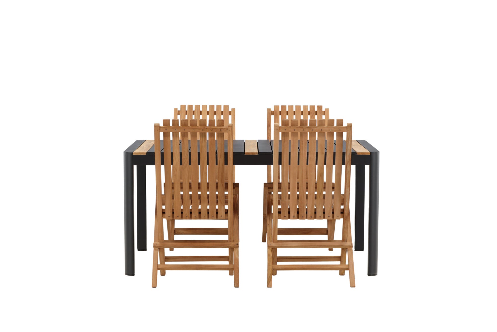 Venture Home Togo - spisebord- Black / Teak - Allu / Teak - 150*100 _1+ Ghana - Folding stol- Natural - Teak - _4