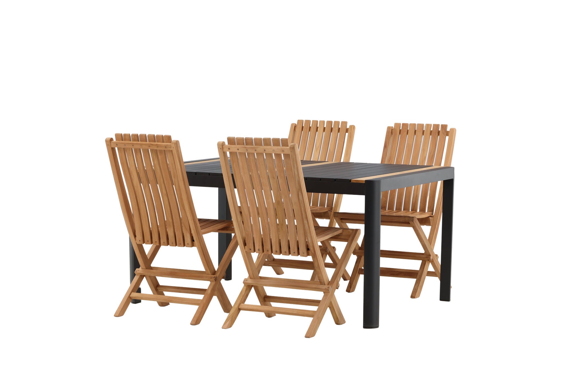 Venture Home Togo - spisebord- Black / Teak - Allu / Teak - 150*100 _1+ Ghana - Folding stol- Natural - Teak - _4