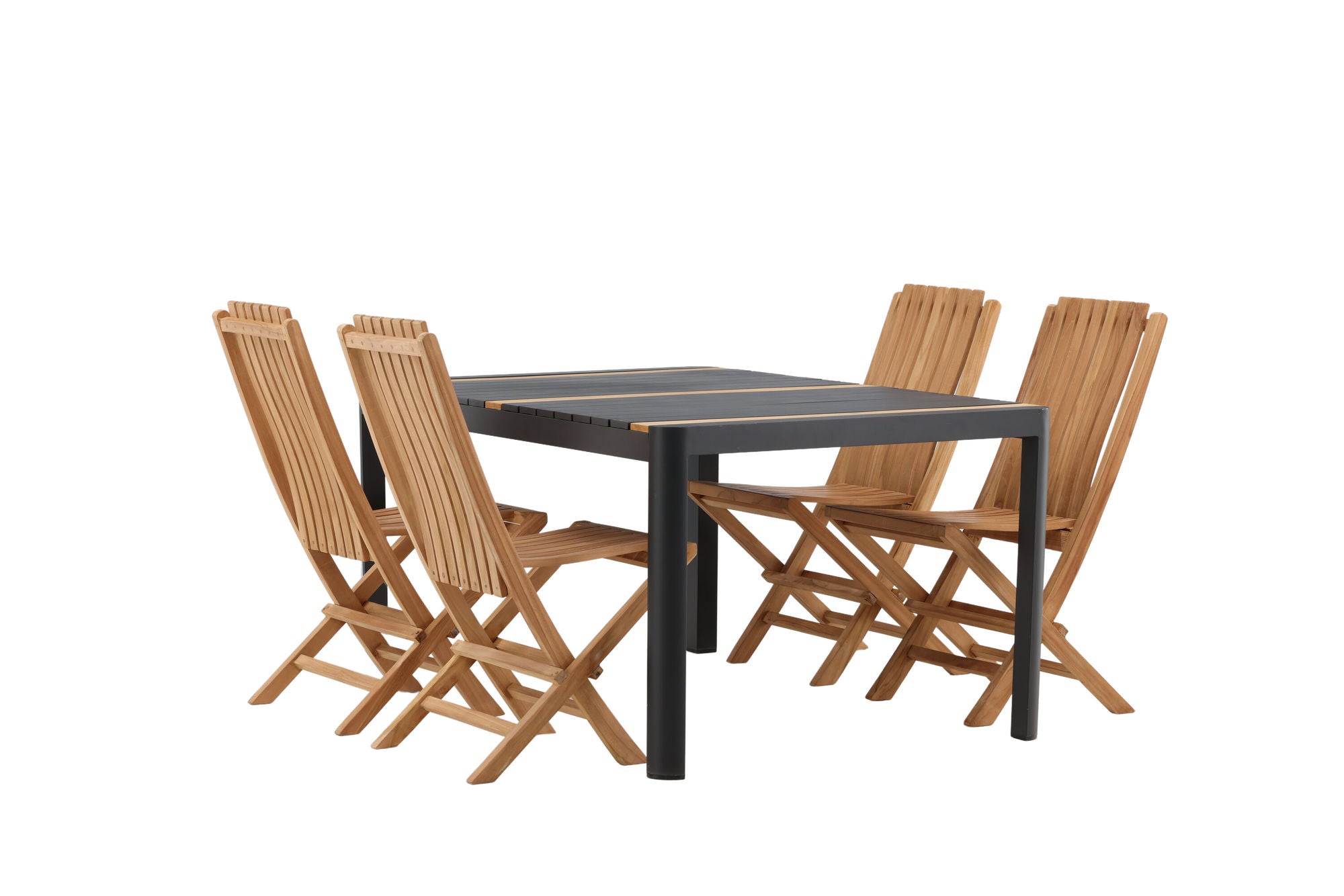 Venture Home Togo - spisebord- Black / Teak - Allu / Teak - 150*100 _1+ Ghana - Folding stol- Natural - Teak - _4