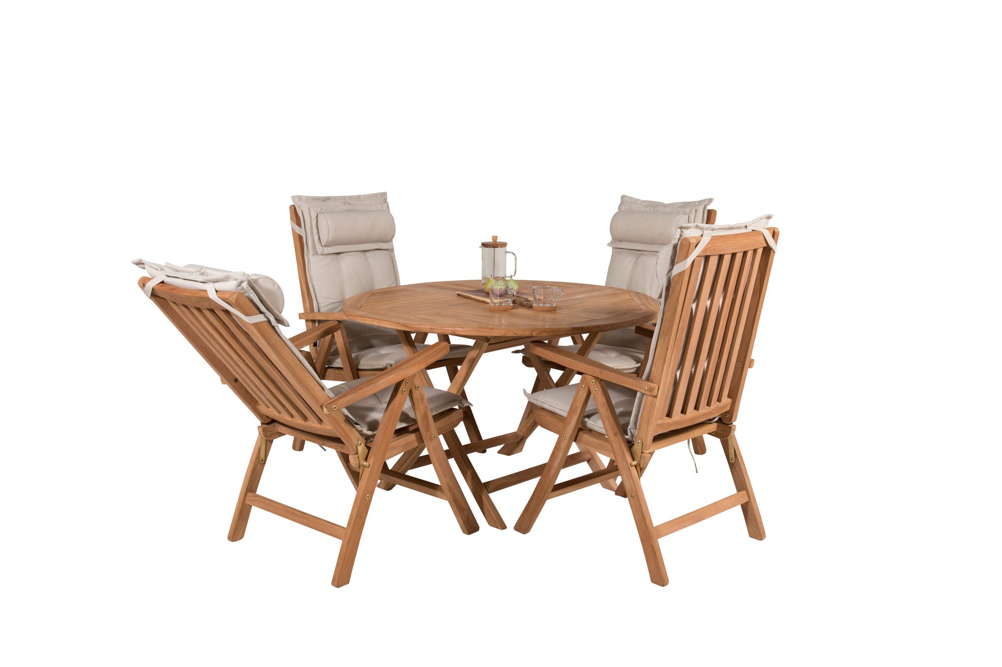 Venture Home Kenya rund spisebord ø120cm - Teak+Kenya 5-position Folding stol - Teak_4