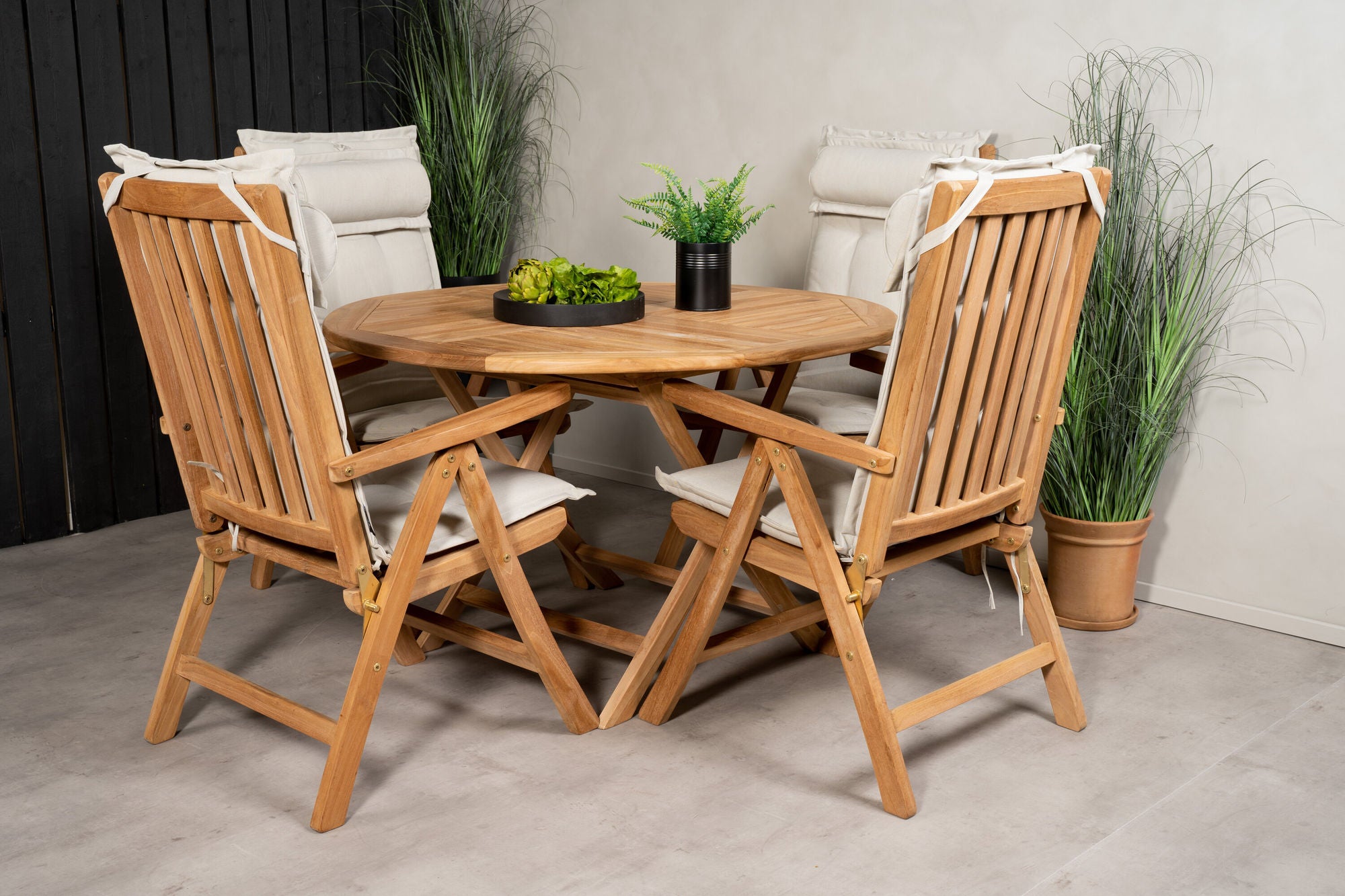 Venture Home Kenya rund spisebord ø120cm - Teak+Kenya 5-position Folding stol - Teak_4