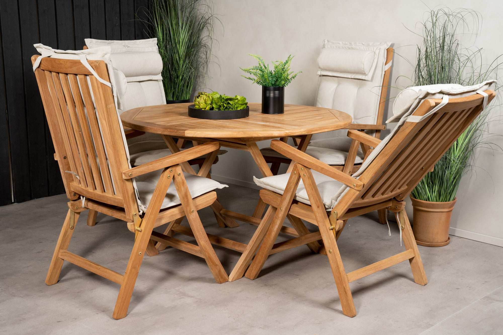 Venture Home Kenya rund spisebord ø120cm - Teak+Kenya 5-position Folding stol - Teak_4