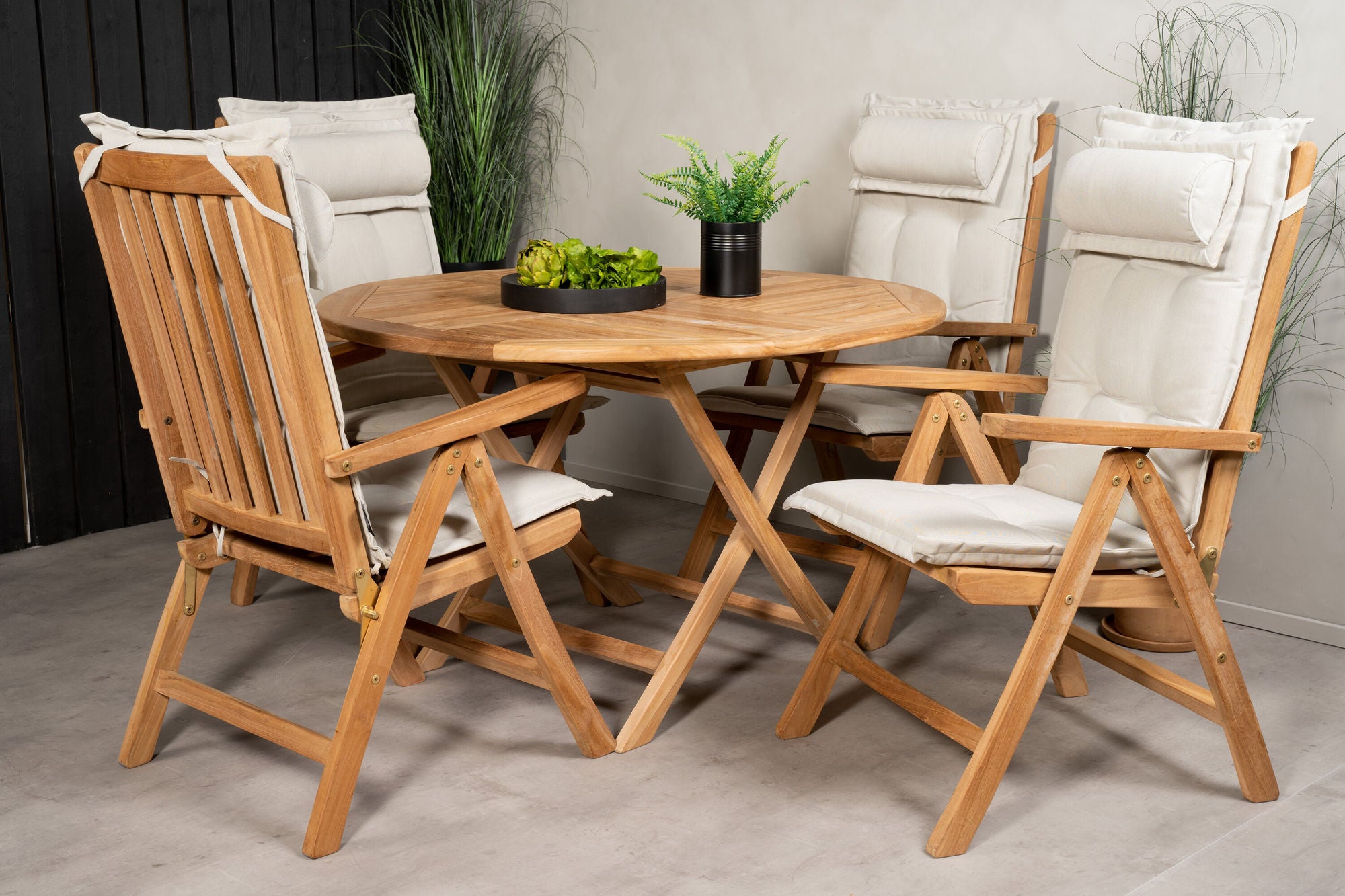 Venture Home Kenya rund spisebord ø120cm - Teak+Kenya 5-position Folding stol - Teak_4