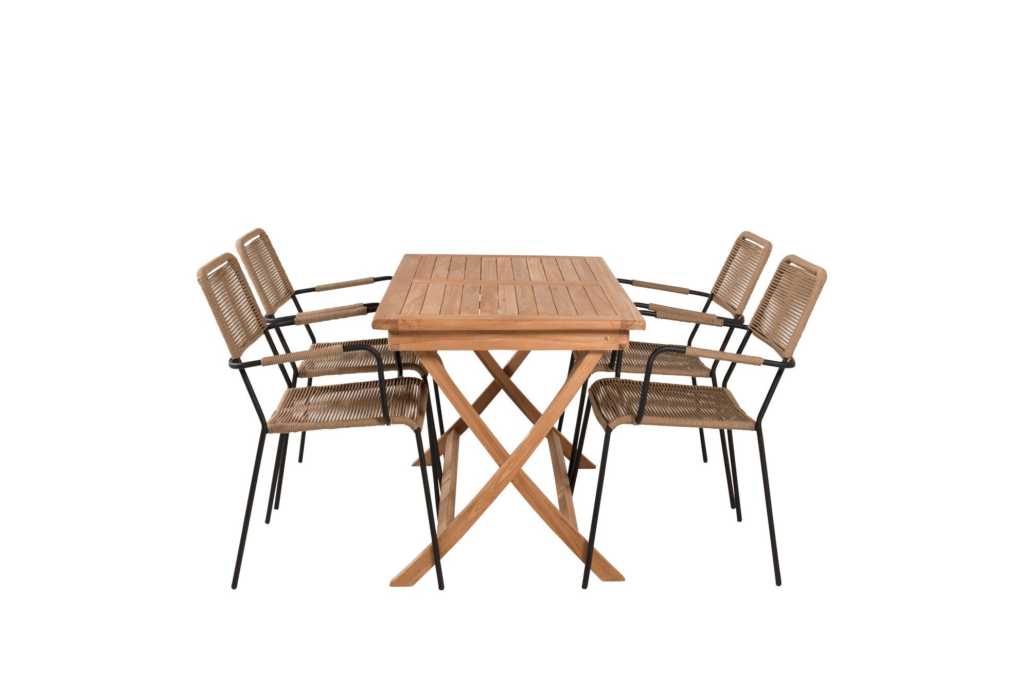 Venture Home Kenya spisebord 120*70*H75 - Teak+Lindos - Armchair - Black Alu / Latte Rope_4