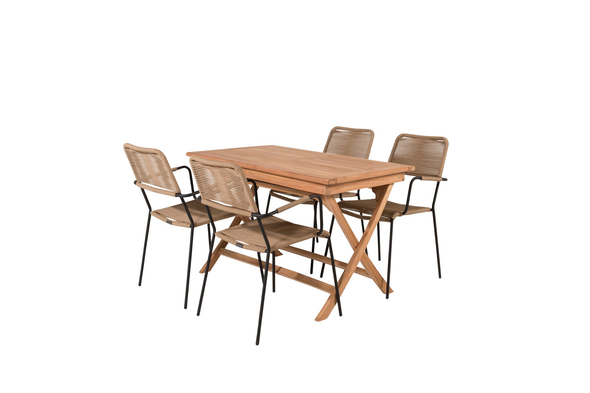 Venture Home Kenya spisebord 120*70*H75 - Teak+Lindos - Armchair - Black Alu / Latte Rope_4