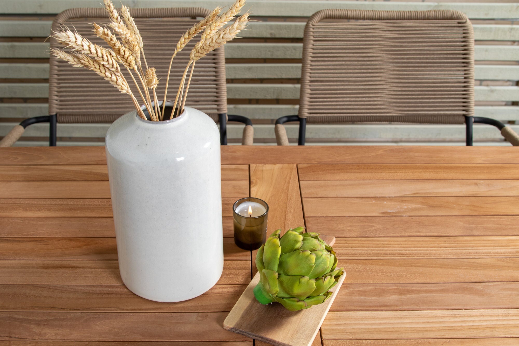 Venture Home Kenya spisebord 120*70*H75 - Teak+Lindos - Armchair - Black Alu / Latte Rope_4