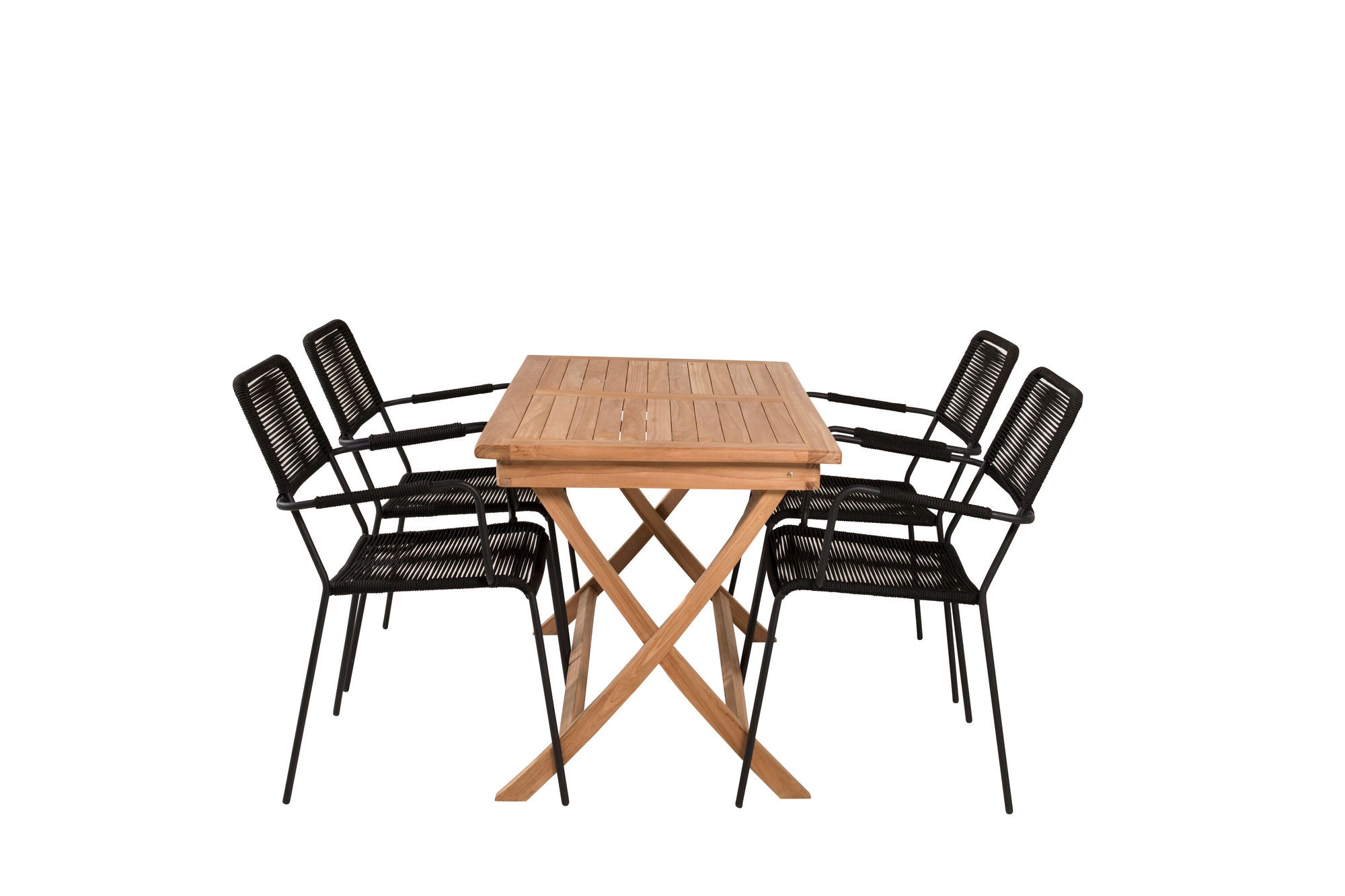 Venture Home Kenya spisebord 120*70*H75 - Teak+Lindos Armchair - Black Alu / Black Rope_4