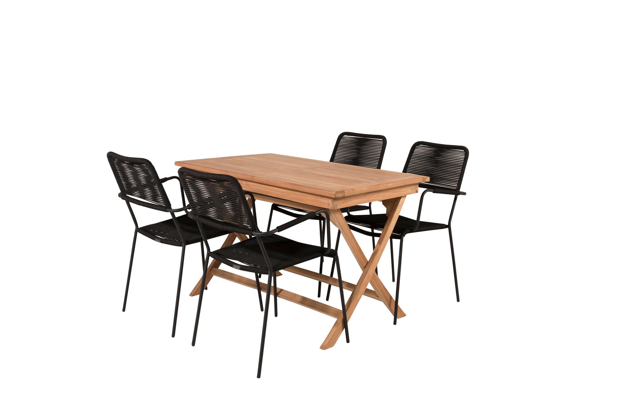 Venture Home Kenya spisebord 120*70*H75 - Teak+Lindos Armchair - Black Alu / Black Rope_4