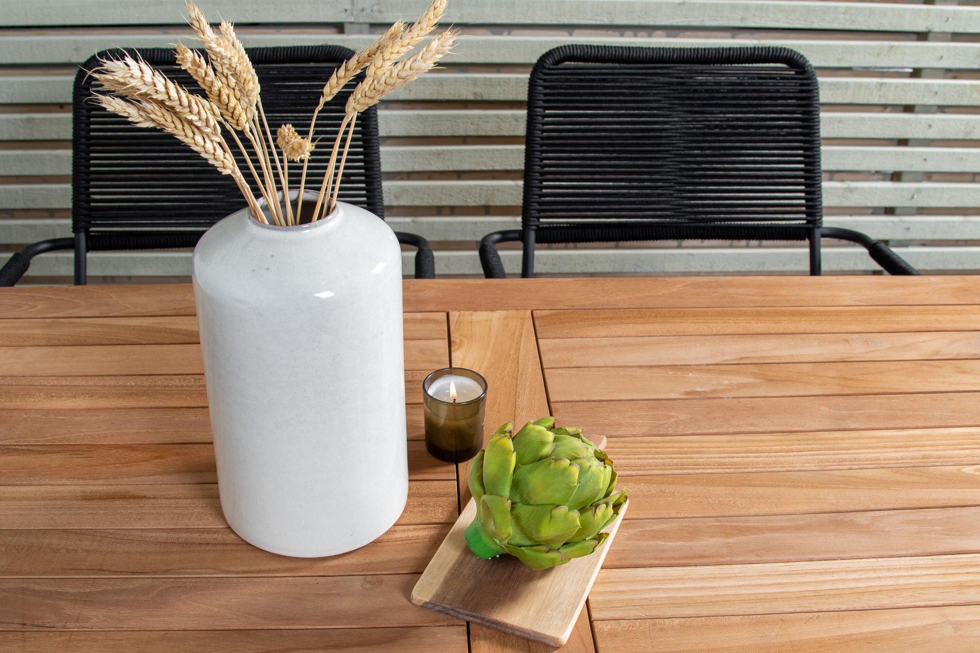 Venture Home Kenya spisebord 120*70*H75 - Teak+Lindos Armchair - Black Alu / Black Rope_4