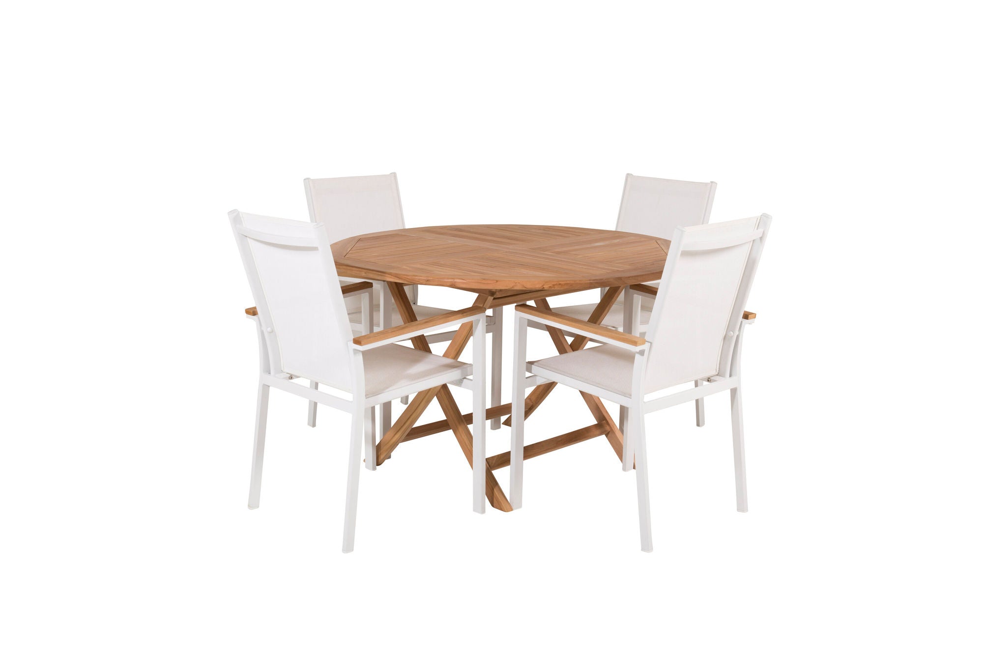 Venture Home Kenya rund spisebord ø120cm - Teak+Texas stol - White/Teak_4