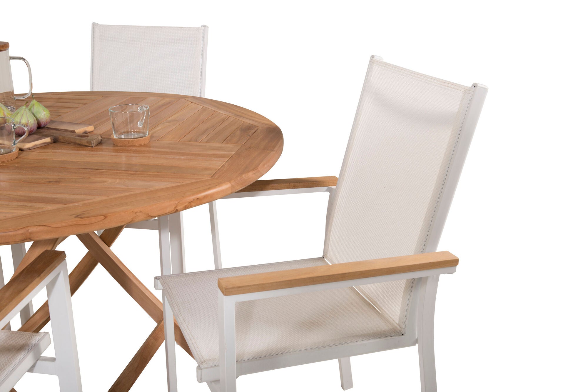 Venture Home Kenya rund spisebord ø120cm - Teak+Texas stol - White/Teak_4