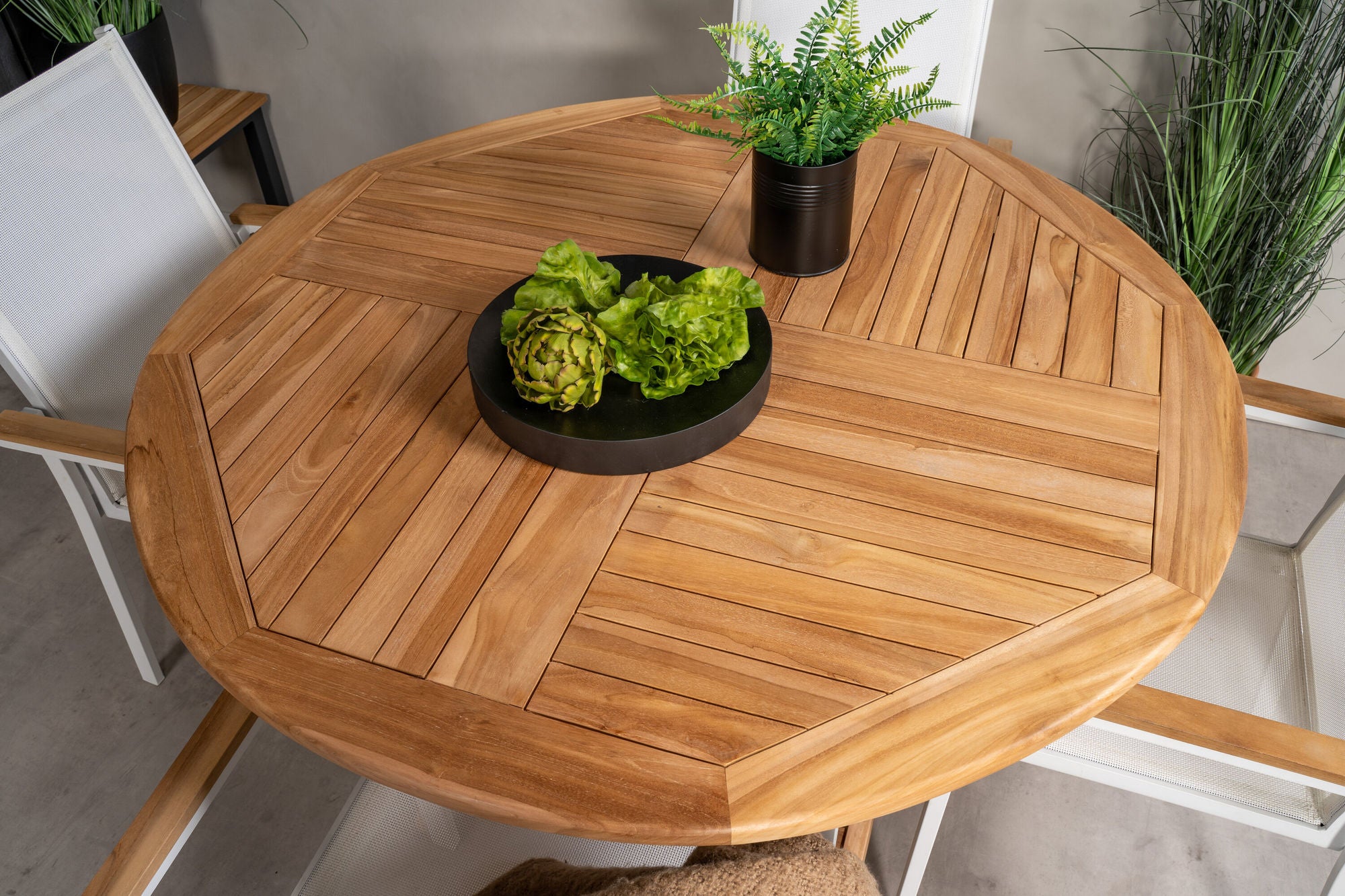 Venture Home Kenya rund spisebord ø120cm - Teak+Texas stol - White/Teak_4