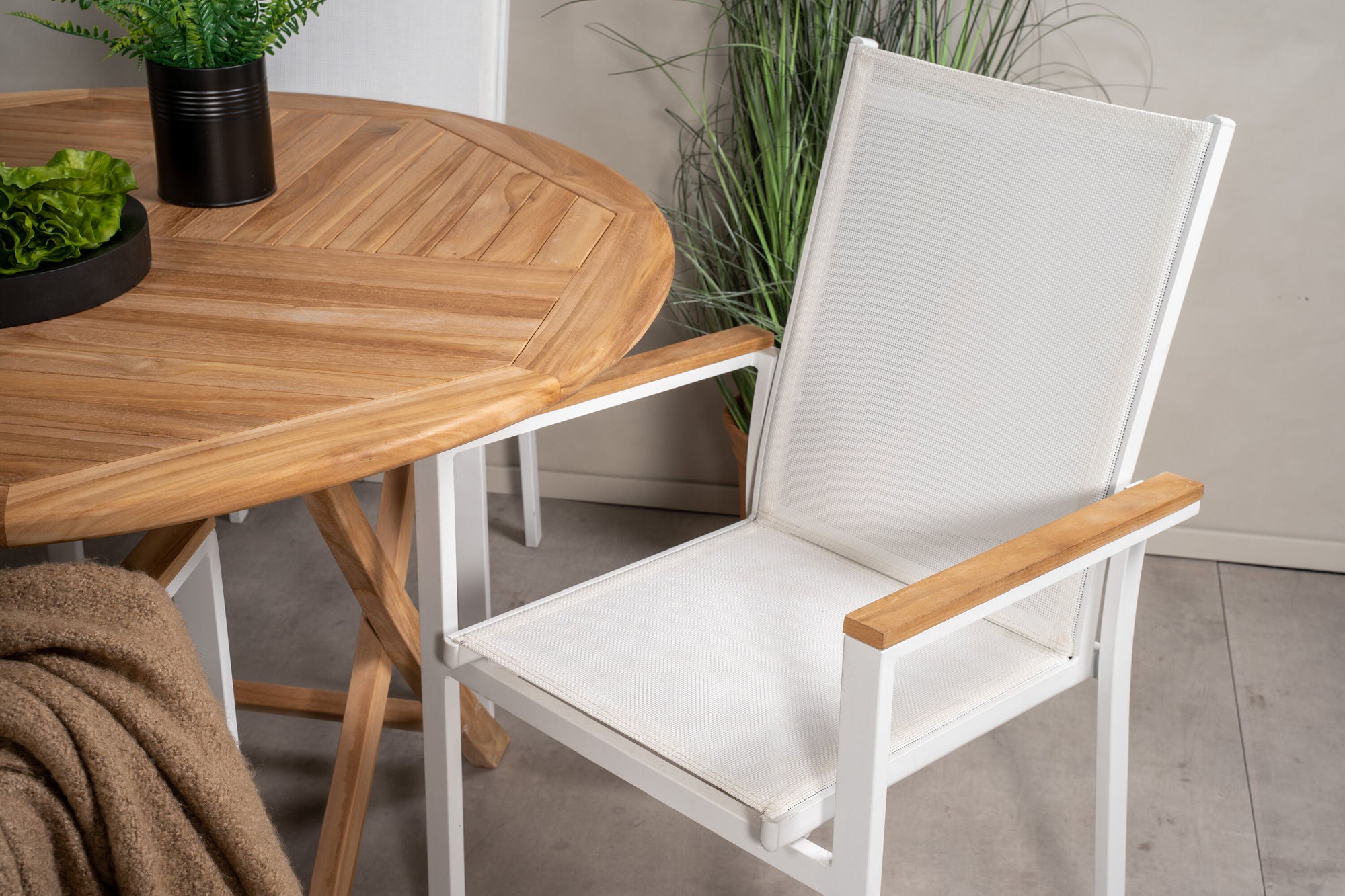 Venture Home Kenya rund spisebord ø120cm - Teak+Texas stol - White/Teak_4