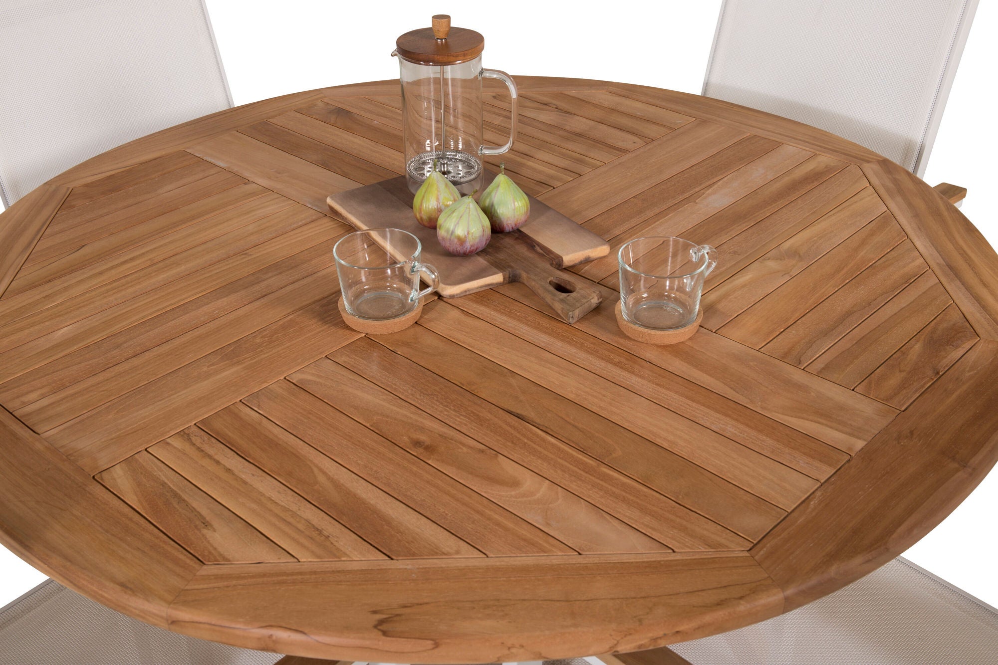 Venture Home Kenya rund spisebord ø120cm - Teak+Texas stol - White/Teak_4