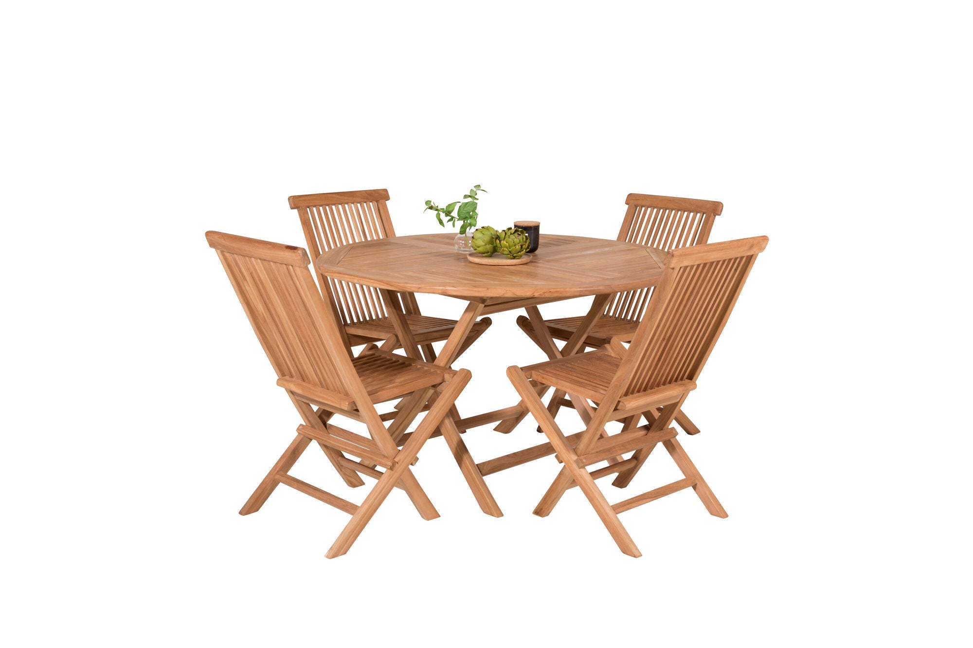 Venture Home Kenya rund spisebord ø120cm - Teak+Kenya Folding stol w/o Armrest - Teak_4