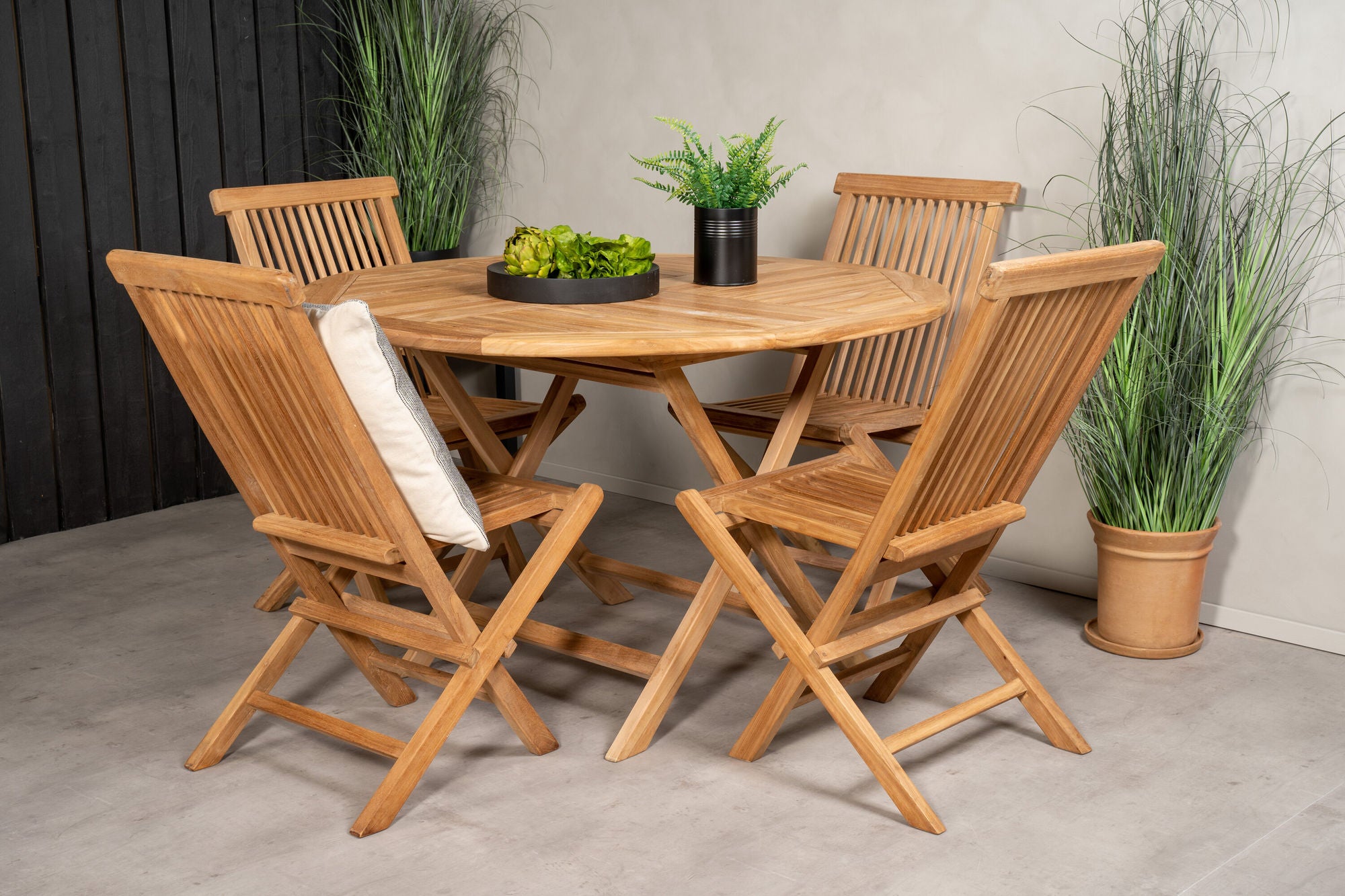 Venture Home Kenya rund spisebord ø120cm - Teak+Kenya Folding stol w/o Armrest - Teak_4