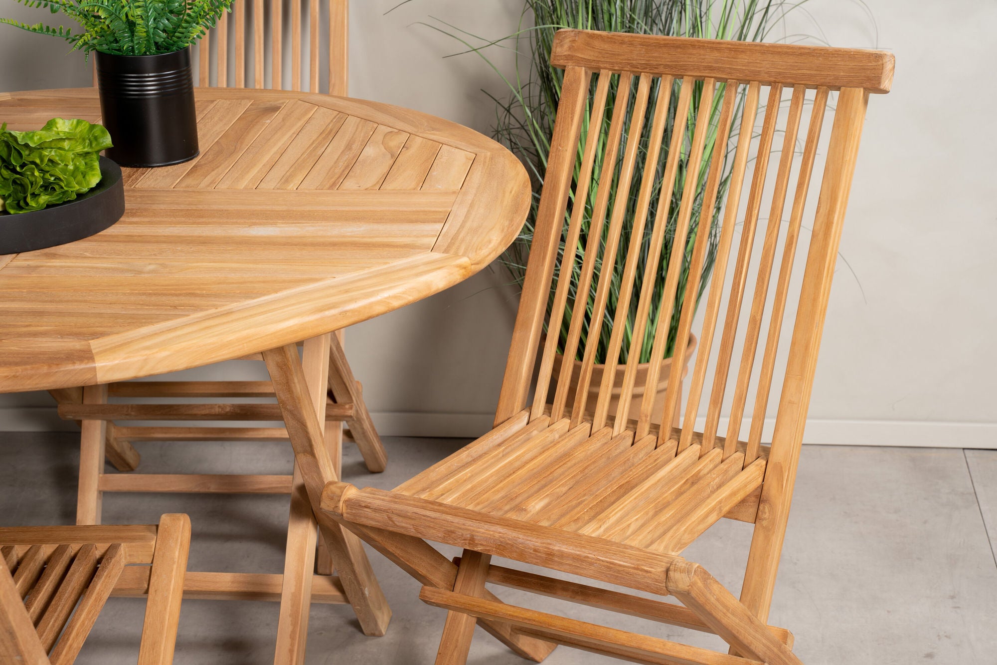 Venture Home Kenya rund spisebord ø120cm - Teak+Kenya Folding stol w/o Armrest - Teak_4