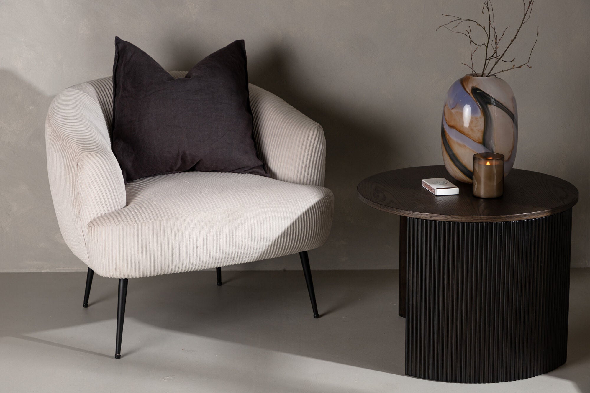 Venture Home Derry Single Sofa - Black / White Corduroy