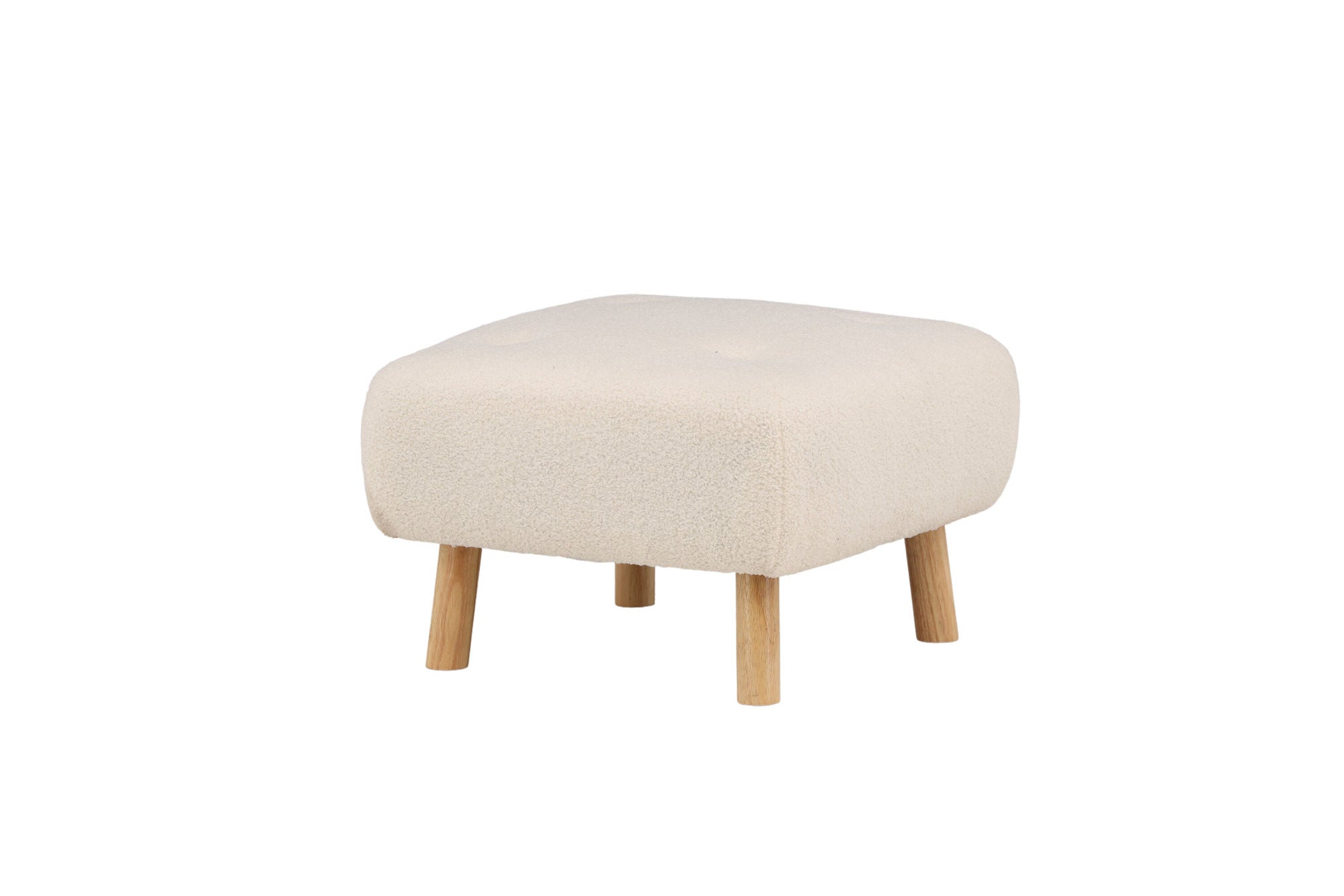 Venture Home Salina Ottoman/Pouf - White Wash / White Boucle