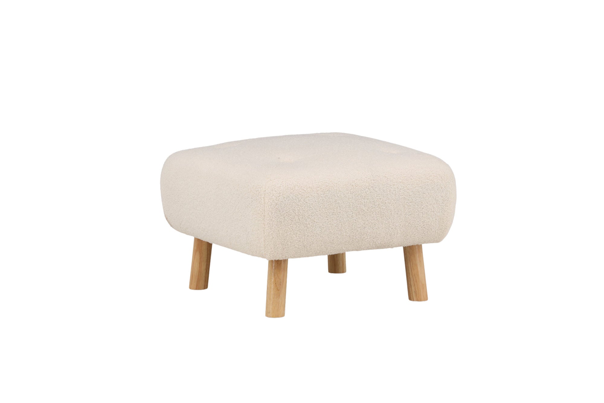 Venture Home Salina Ottoman/Pouf - White Wash / White Boucle
