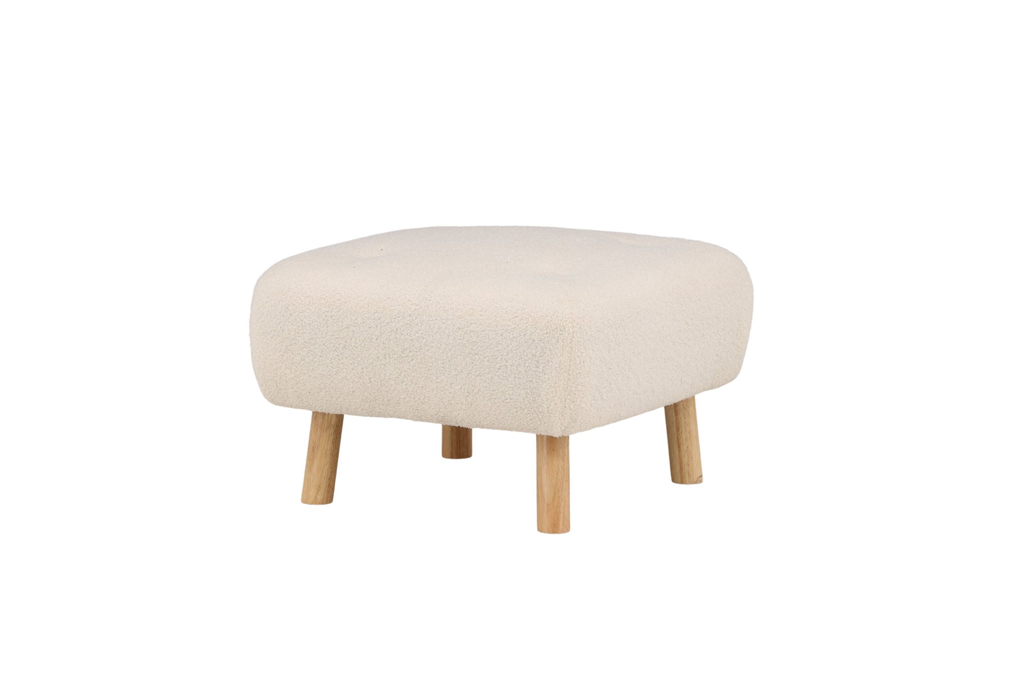 Venture Home Salina Ottoman/Pouf - White Wash / White Boucle